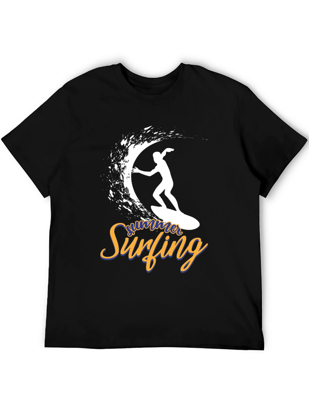 Summer Surfing Graphic T-Shirt - Black