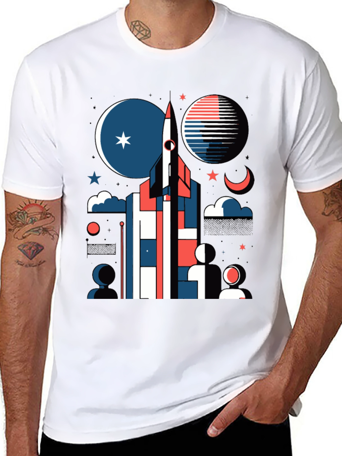 Retro Space Rocket Graphic Tee