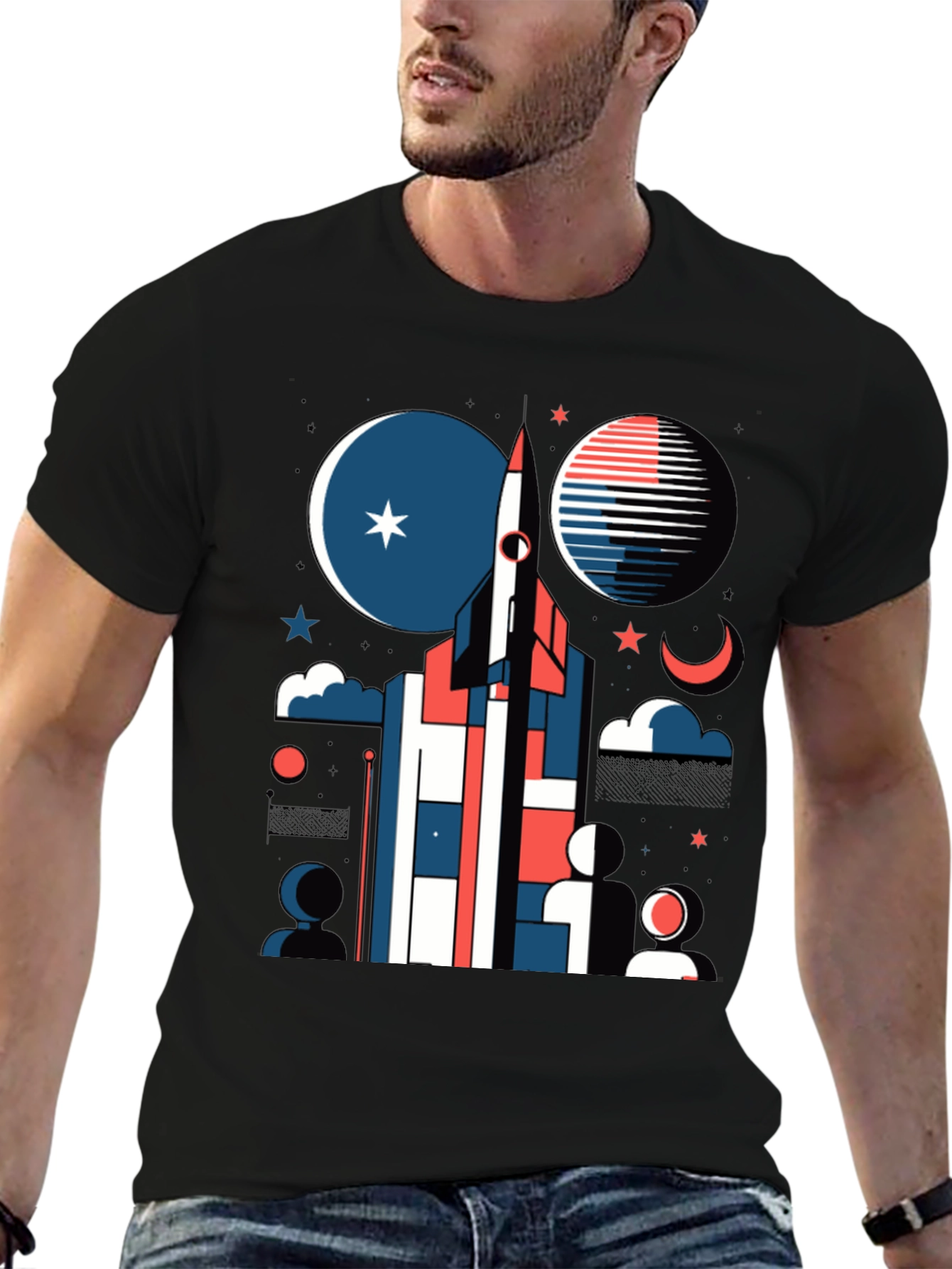 Retro Space Rocket Graphic Tee