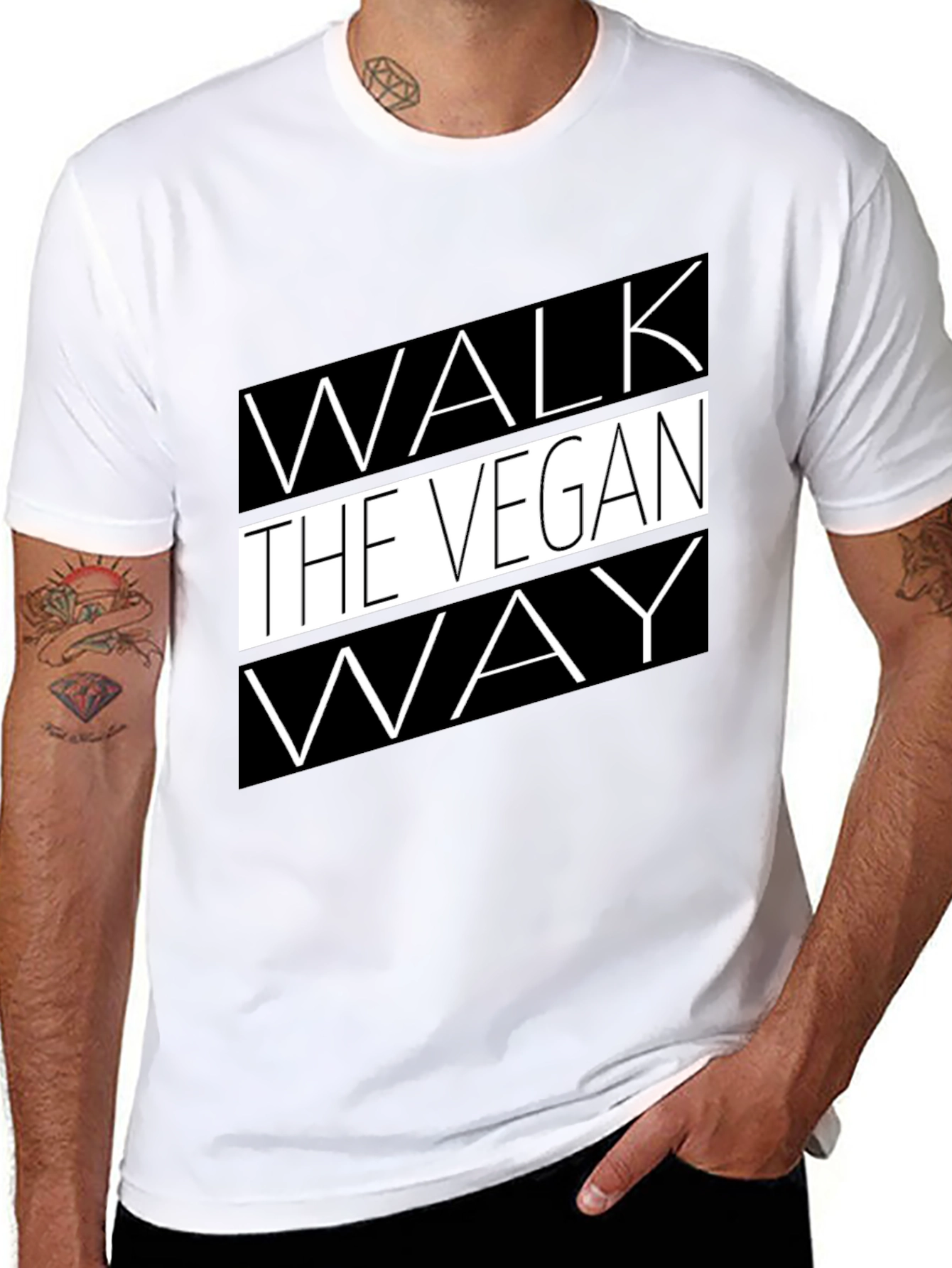 Walk the Vegan Way Black Graphic Tee