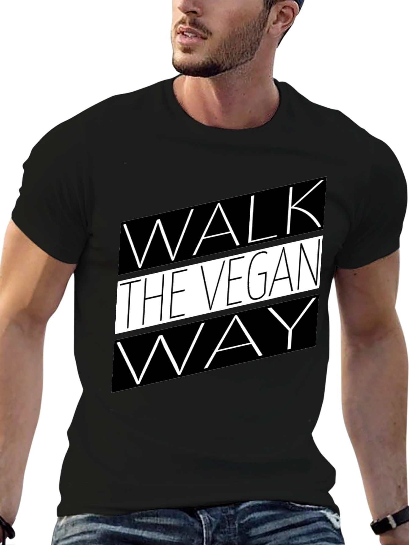 Walk the Vegan Way Black Graphic Tee