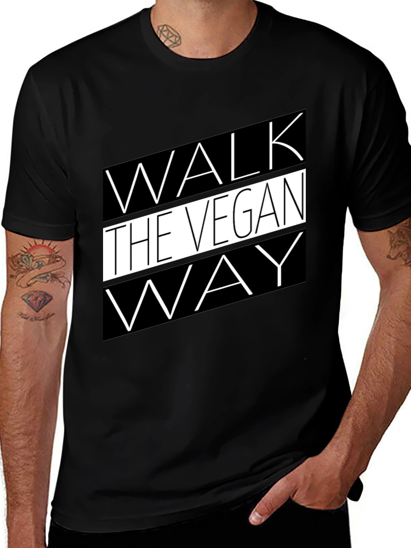 Walk the Vegan Way Black Graphic Tee