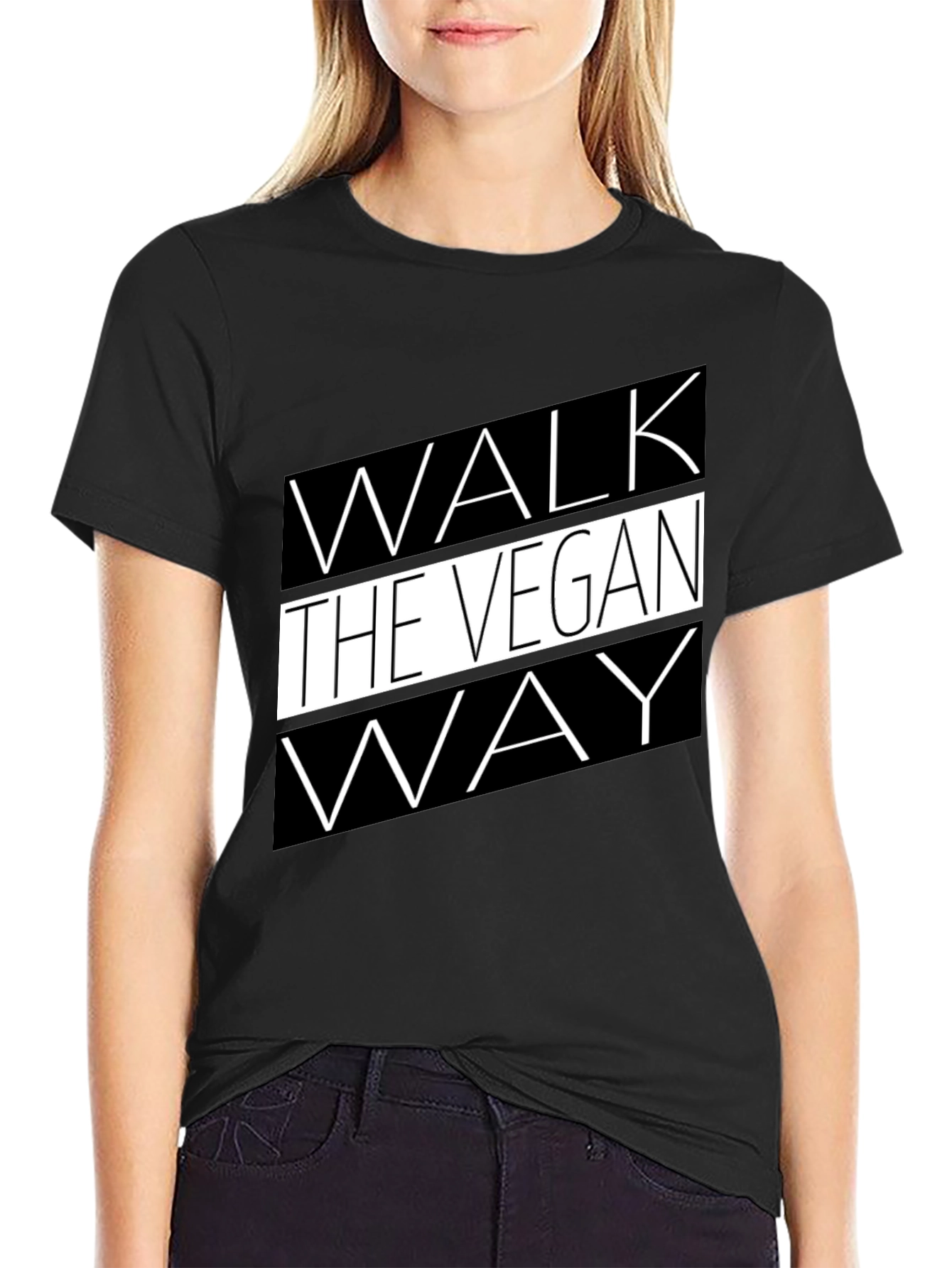 Walk the Vegan Way Black Graphic Tee
