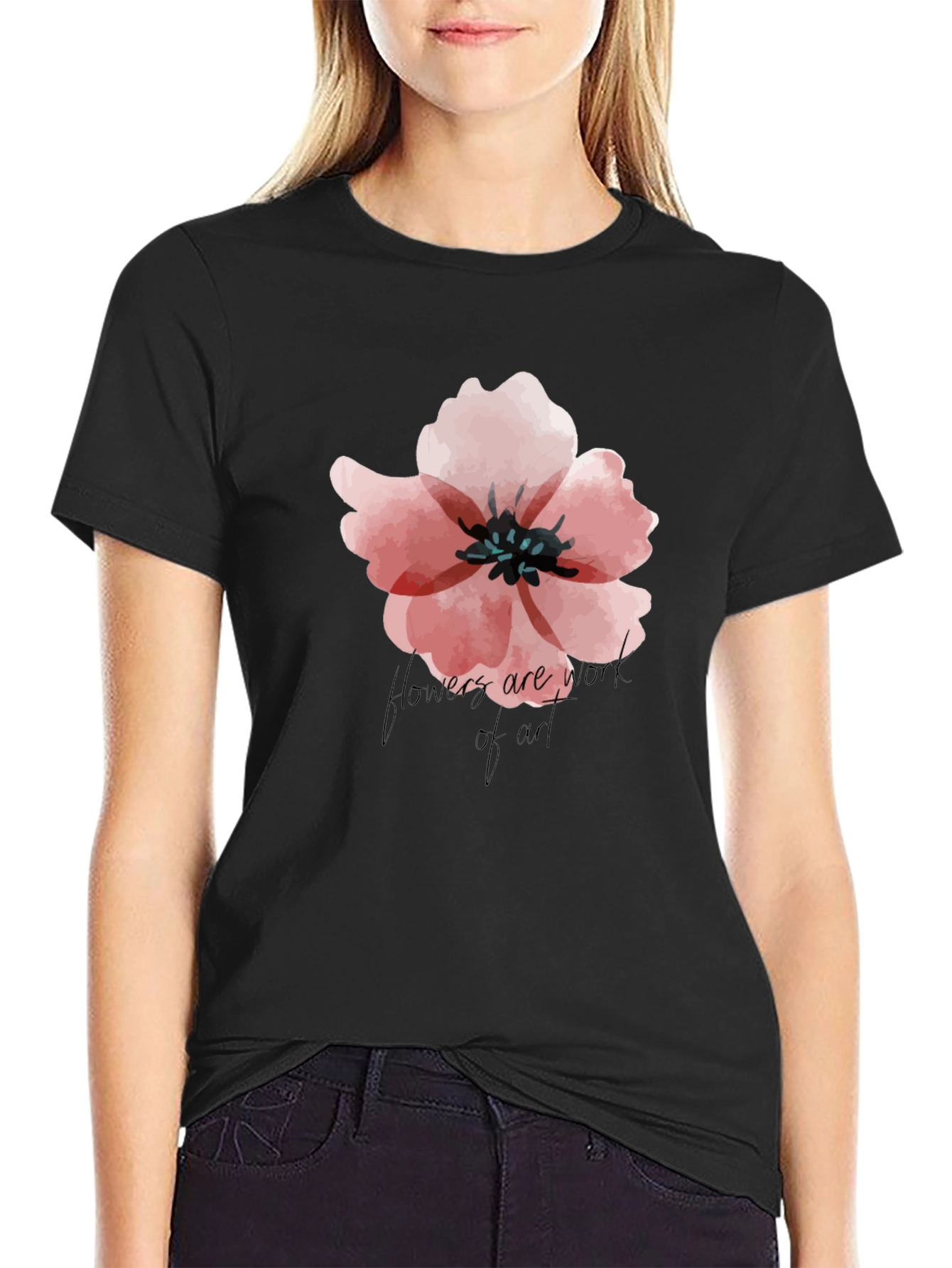 Floral Graphic Black T-Shirt - Flowers Are Art