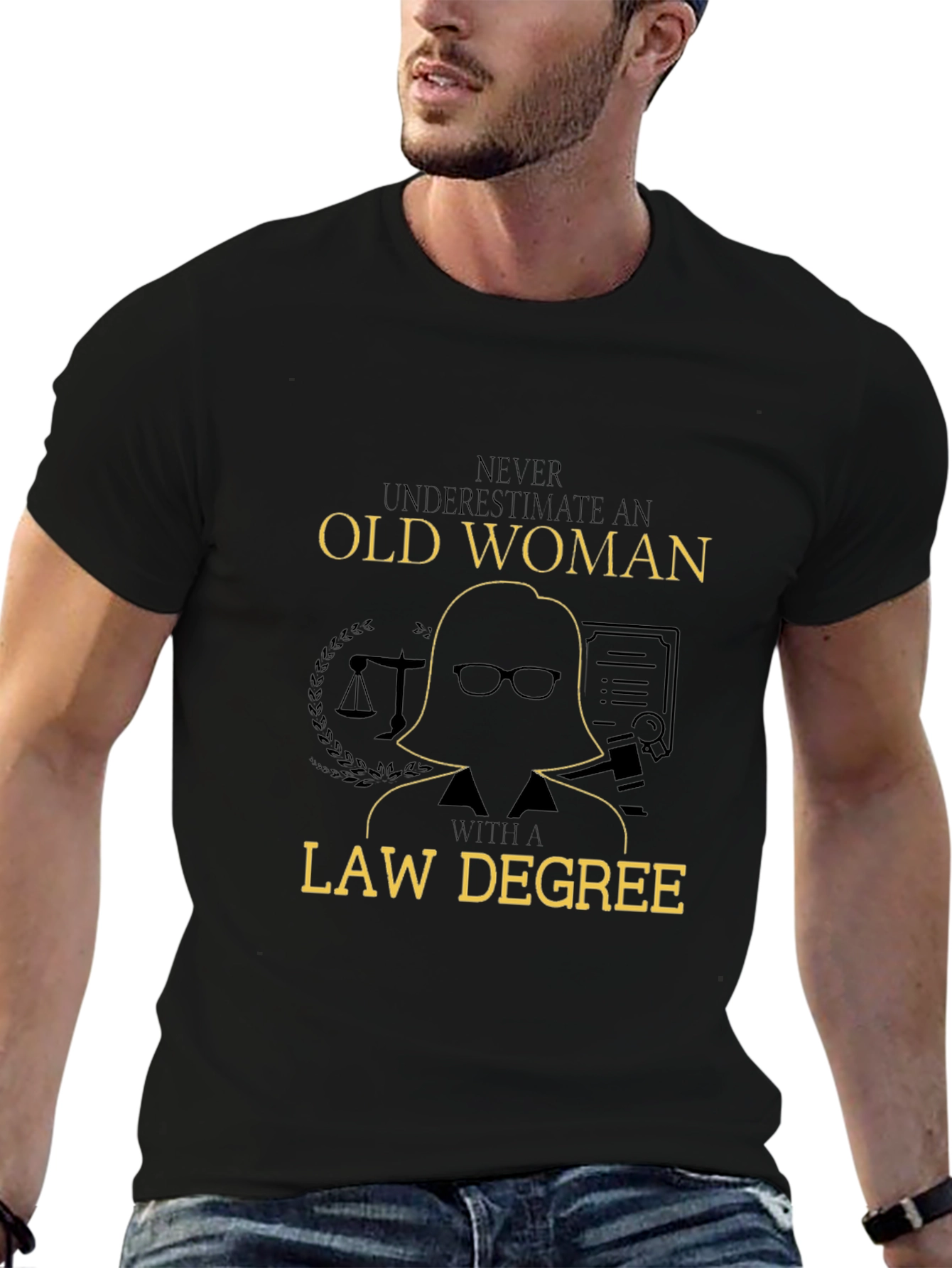 Never Underestimate an Old Woman Law Degree T-Shirt