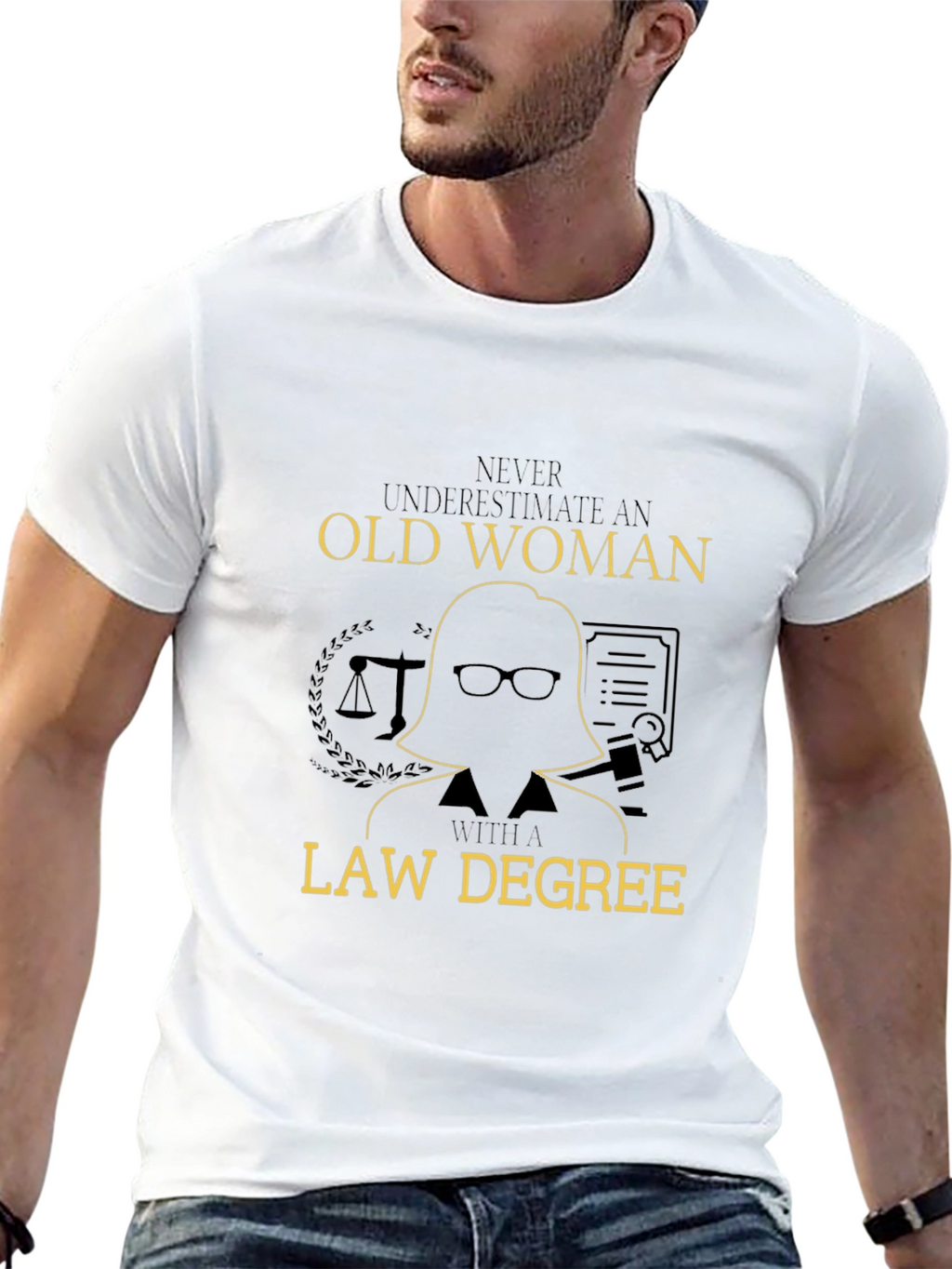 Never Underestimate an Old Woman Law Degree T-Shirt
