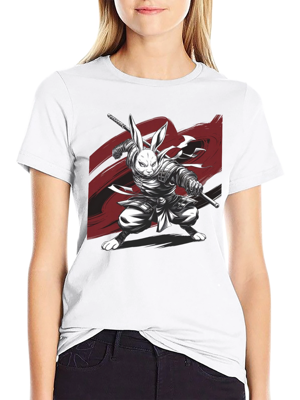 Rabbit Samurai Black T-Shirt - Unique Graphic Tee