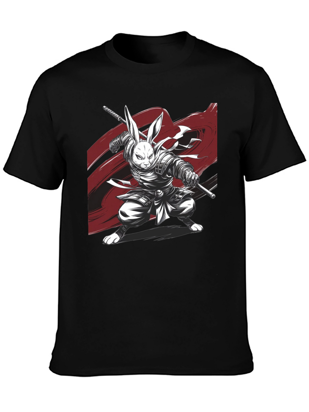 Rabbit Samurai Black T-Shirt - Unique Graphic Tee