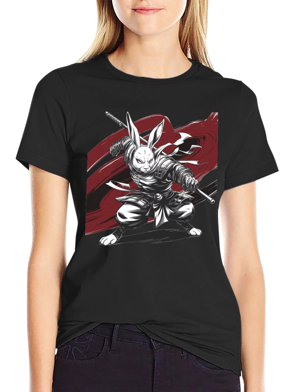 Rabbit Samurai Black T-Shirt - Unique Graphic Tee