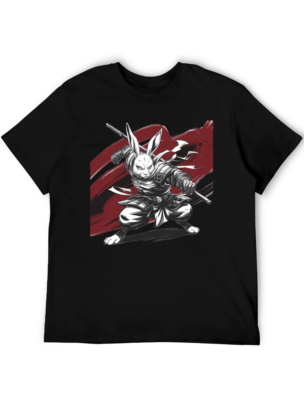Rabbit Samurai Black T-Shirt - Unique Graphic Tee