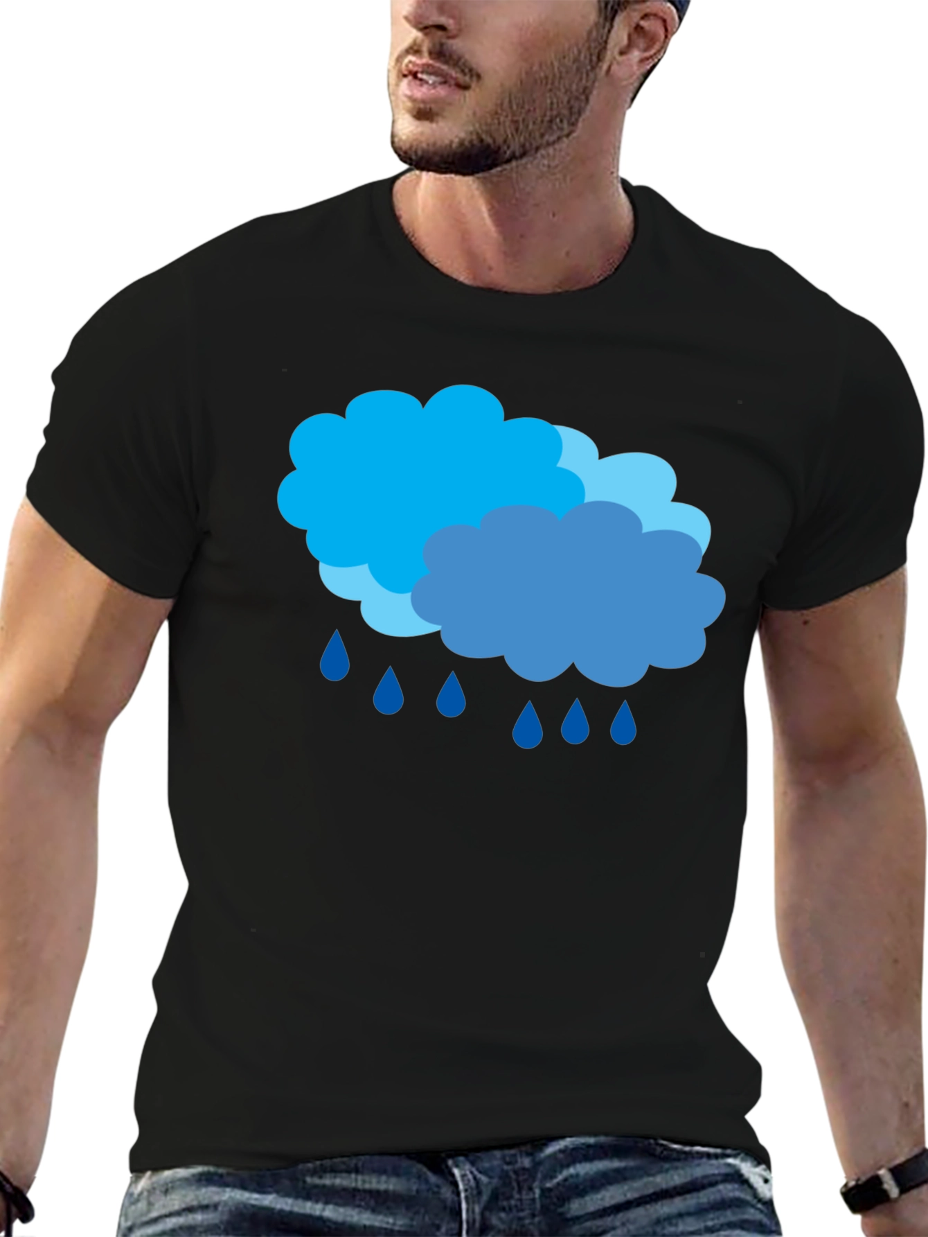 Rainy Day Clouds Graphic Black T-Shirt