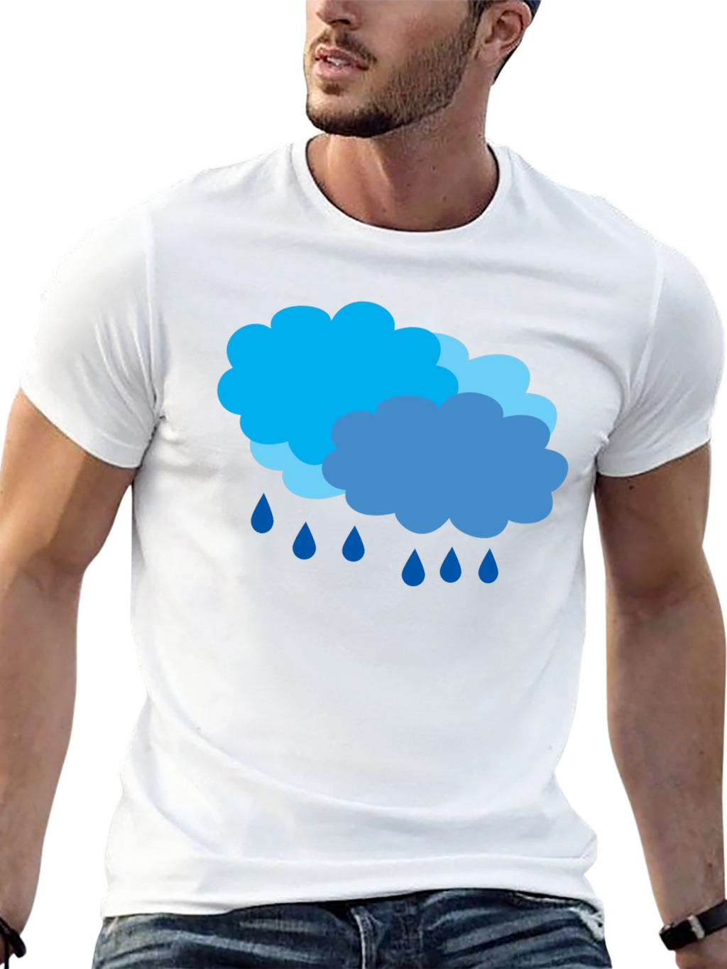 Rainy Day Clouds Graphic Black T-Shirt