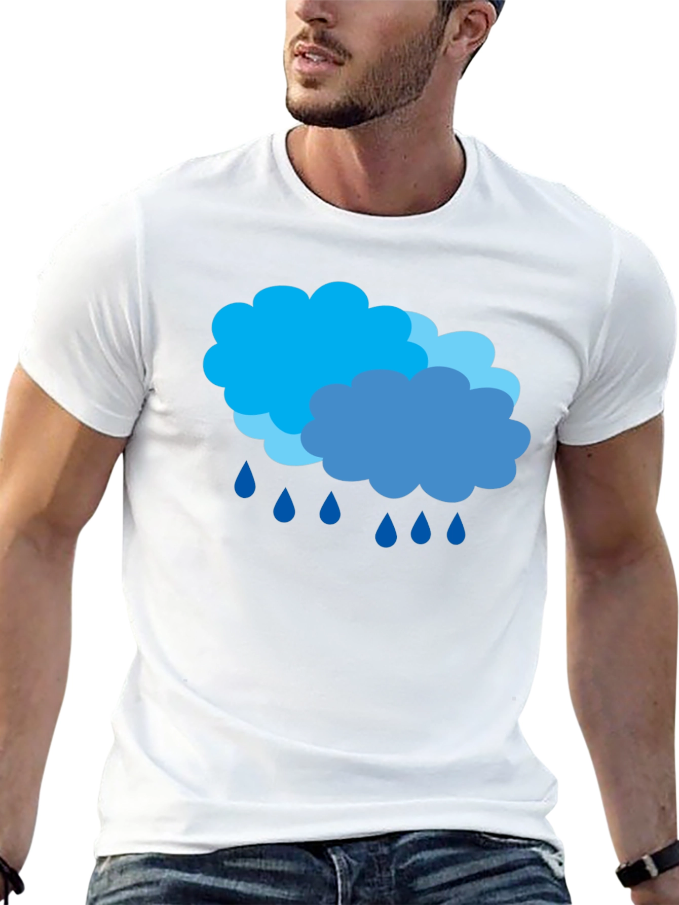 Rainy Day Clouds Graphic Black T-Shirt