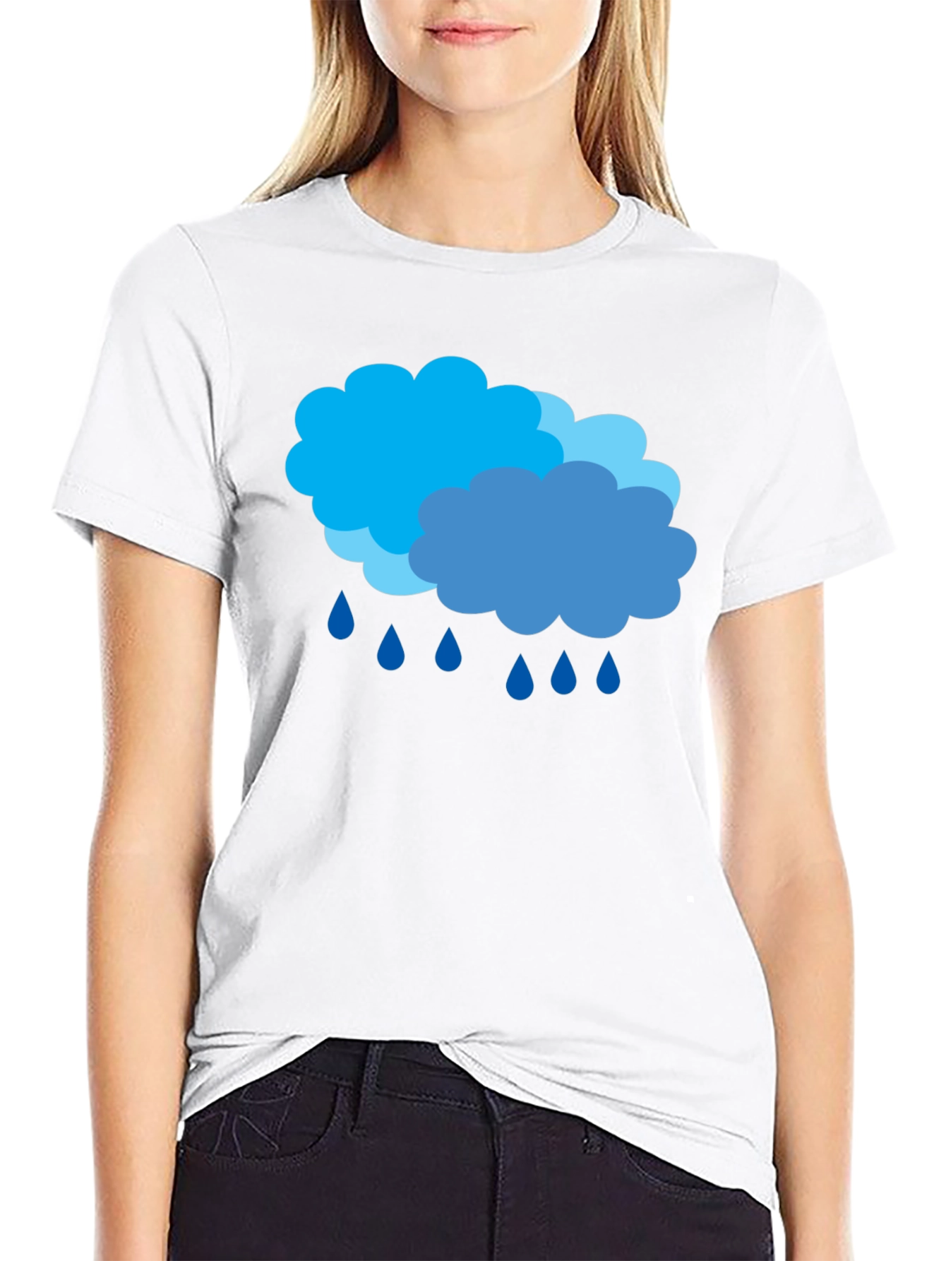 Rainy Day Clouds Graphic Black T-Shirt