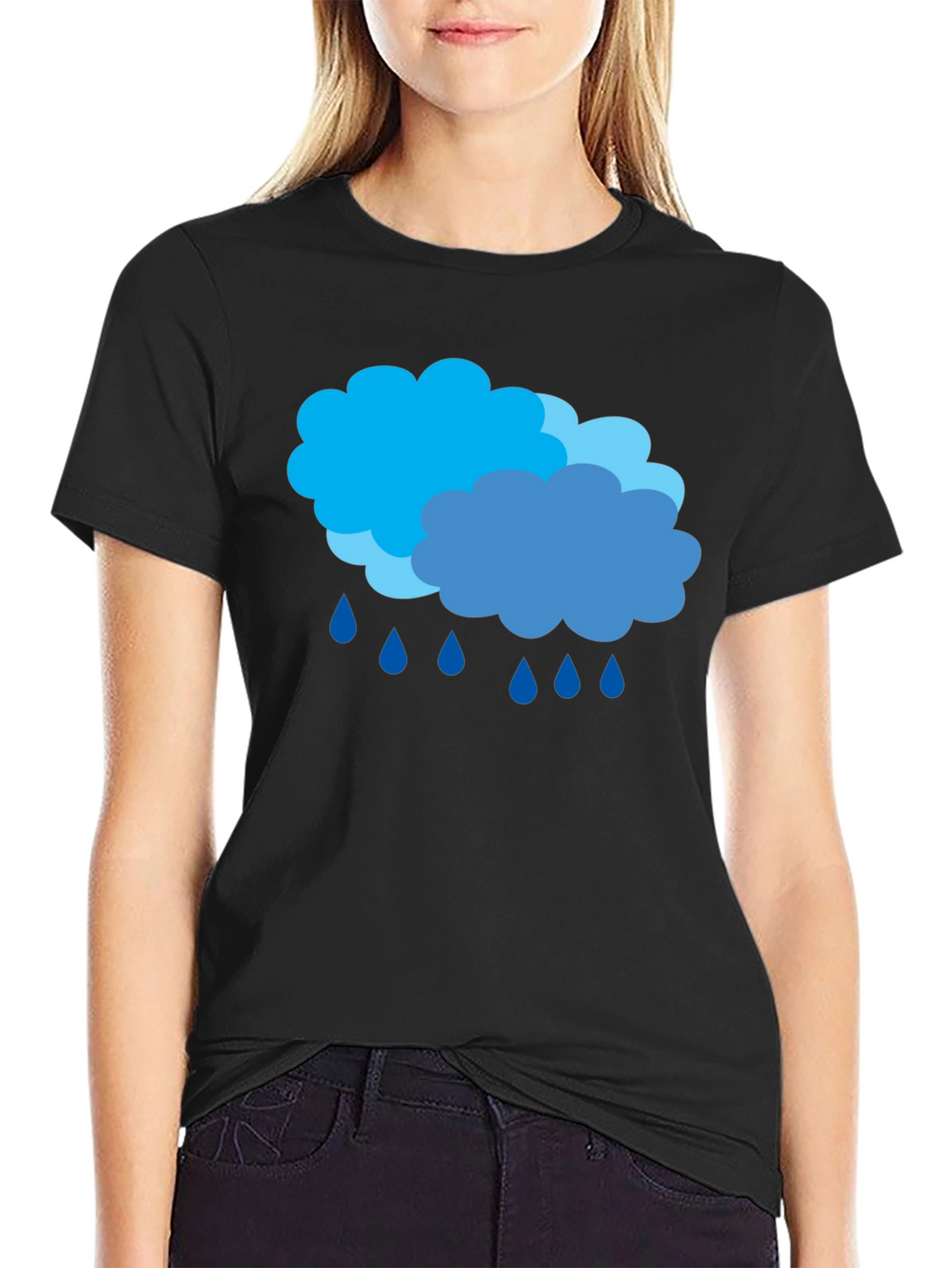 Rainy Day Clouds Graphic Black T-Shirt