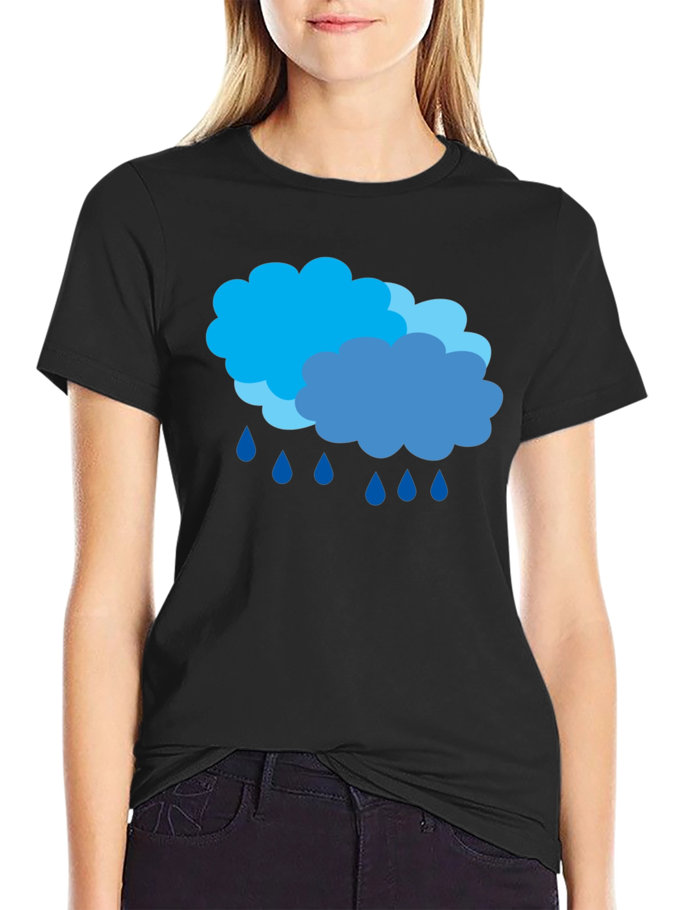 Rainy Day Clouds Graphic Black T-Shirt