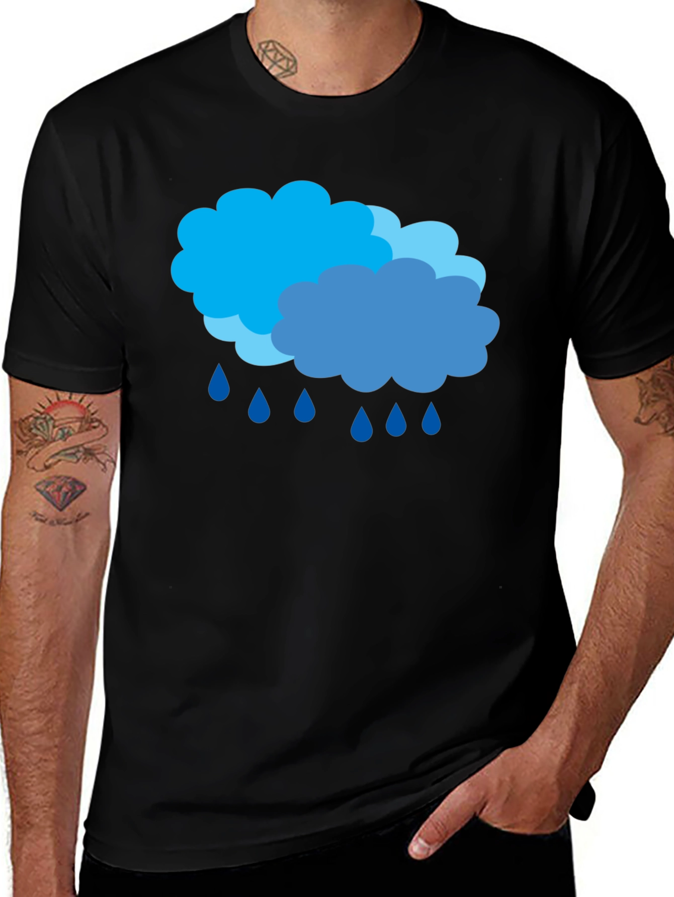 Rainy Day Clouds Graphic Black T-Shirt