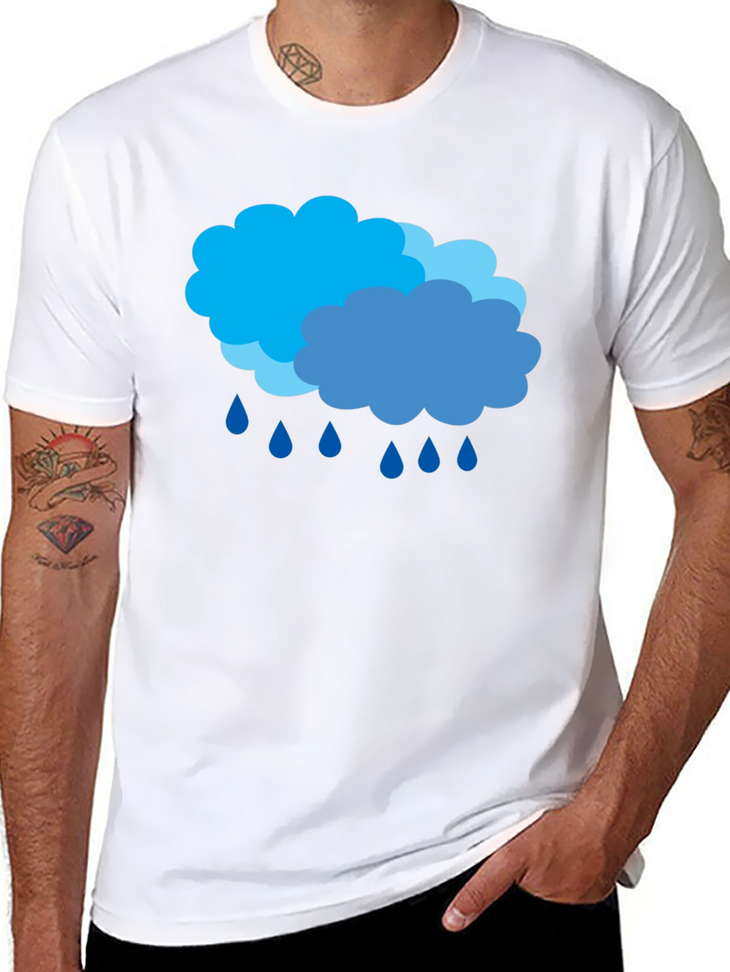 Rainy Day Clouds Graphic Black T-Shirt