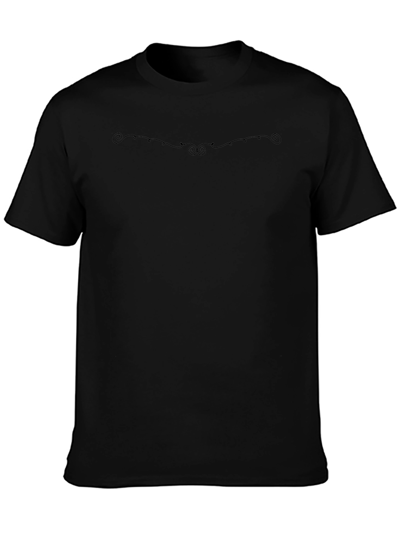 Mens Classic Black Crew Neck T-Shirt with Subtle Design