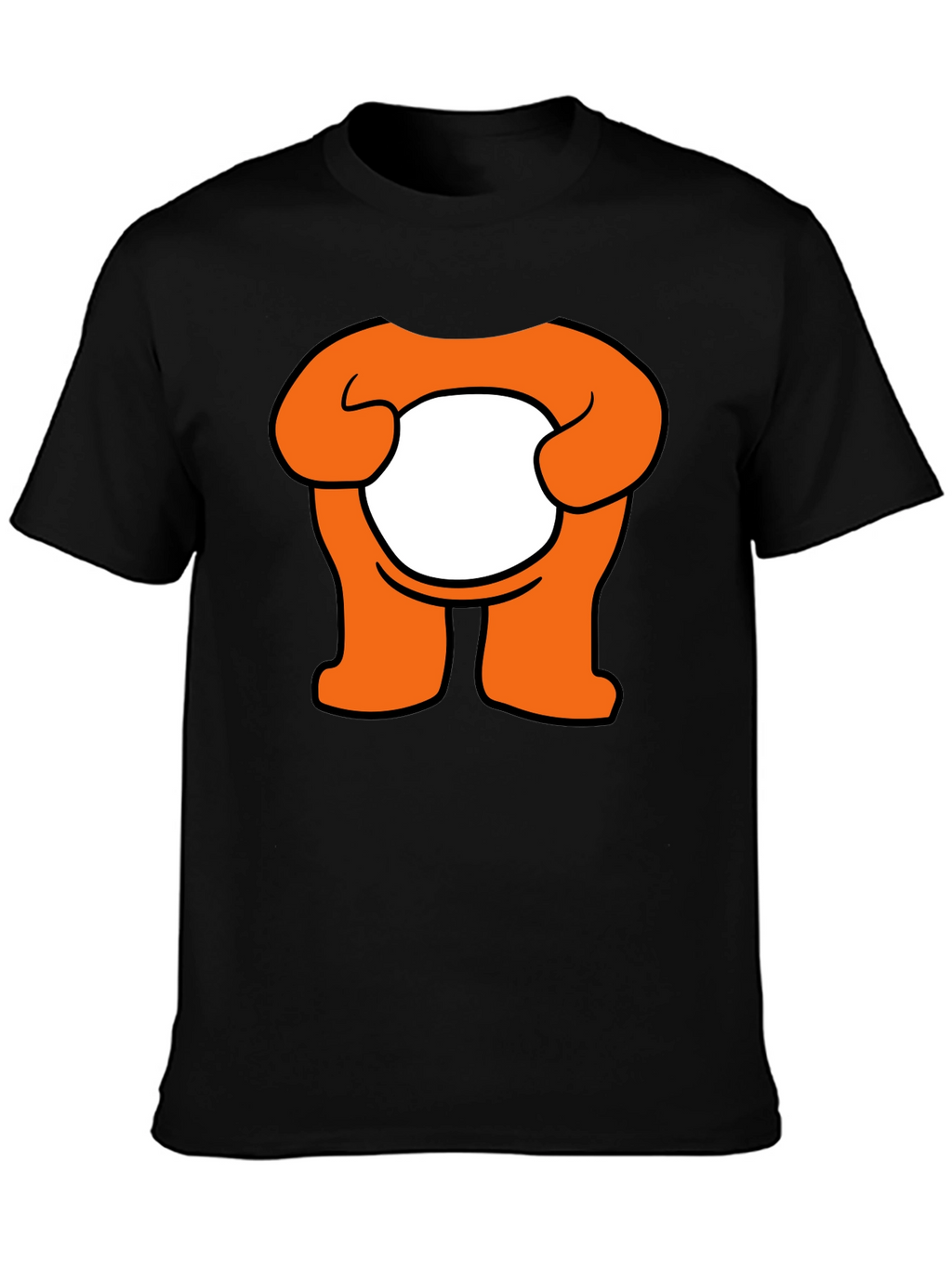 Orange Cartoon Character Graphic Black T-Shirt