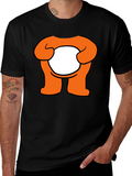 Orange Cartoon Character Graphic Black T-Shirt