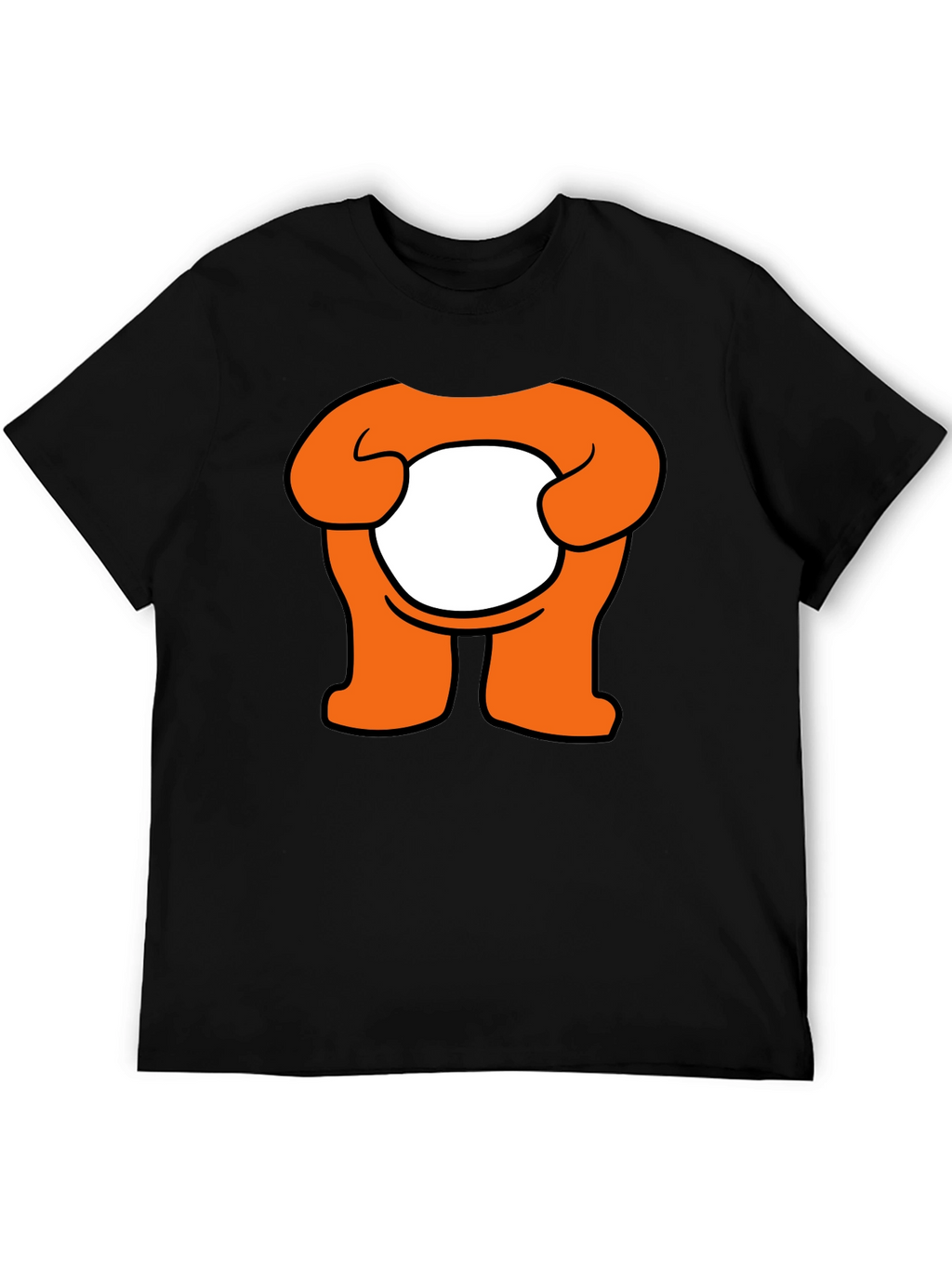 Orange Cartoon Character Graphic Black T-Shirt
