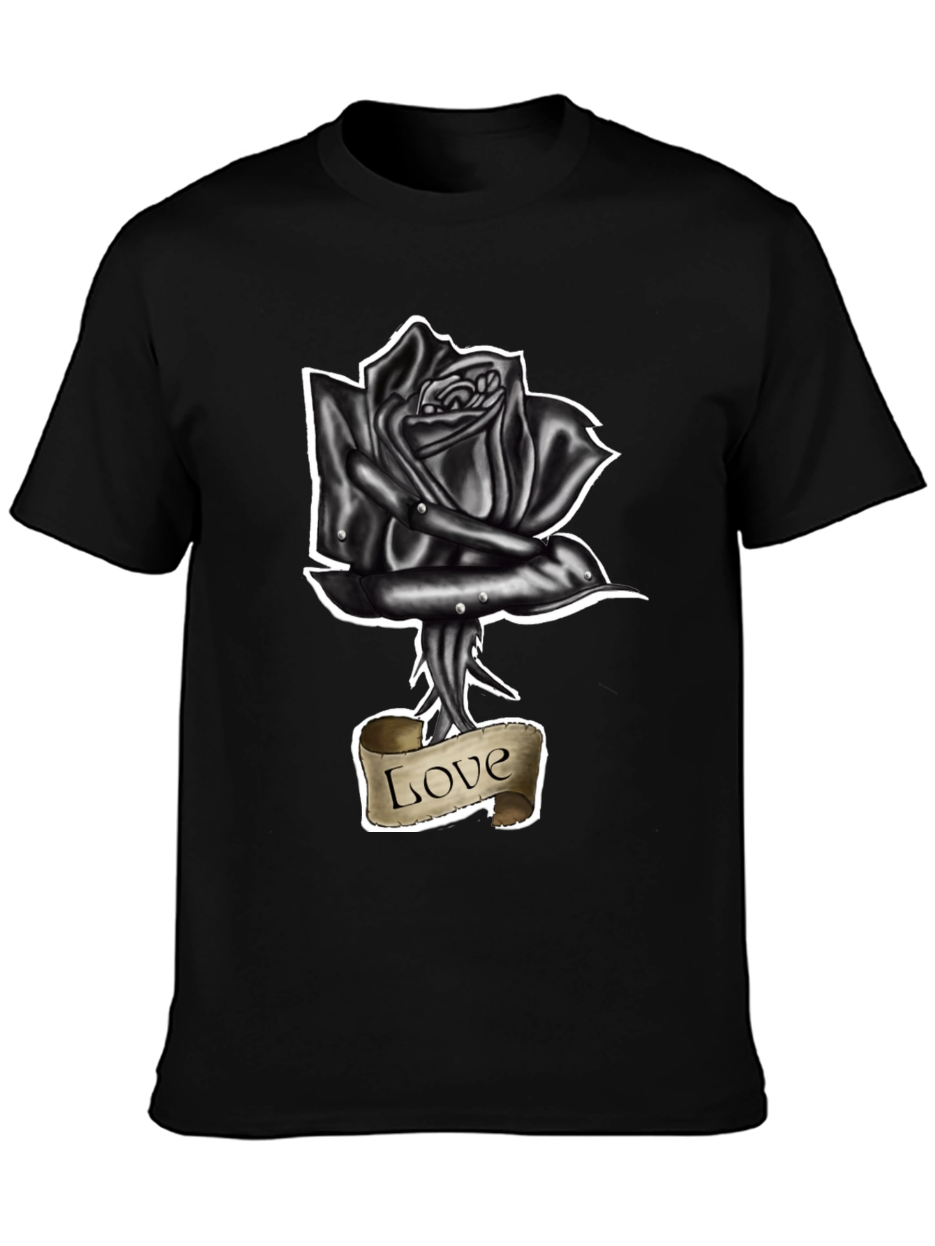 Black Rose Love Tattoo Graphic T-Shirt