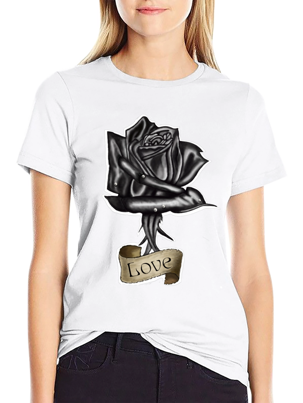 Black Rose Love Tattoo Graphic T-Shirt