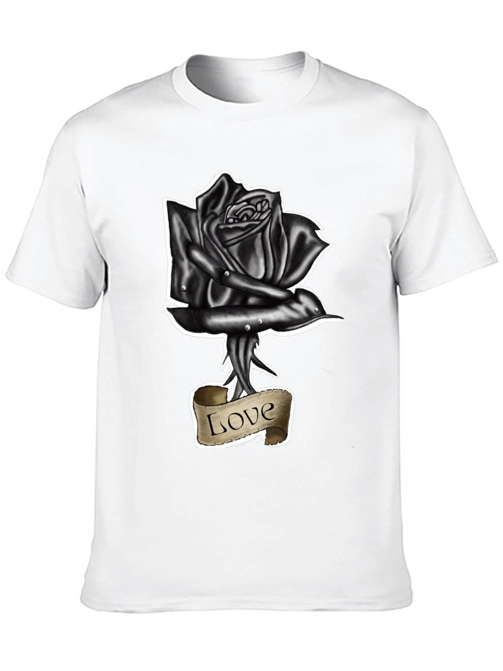 Black Rose Love Tattoo Graphic T-Shirt