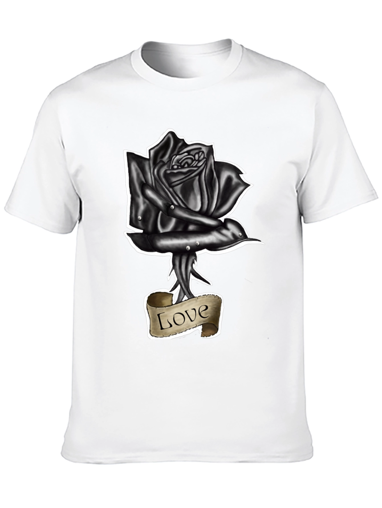 Black Rose Love Tattoo Graphic T-Shirt
