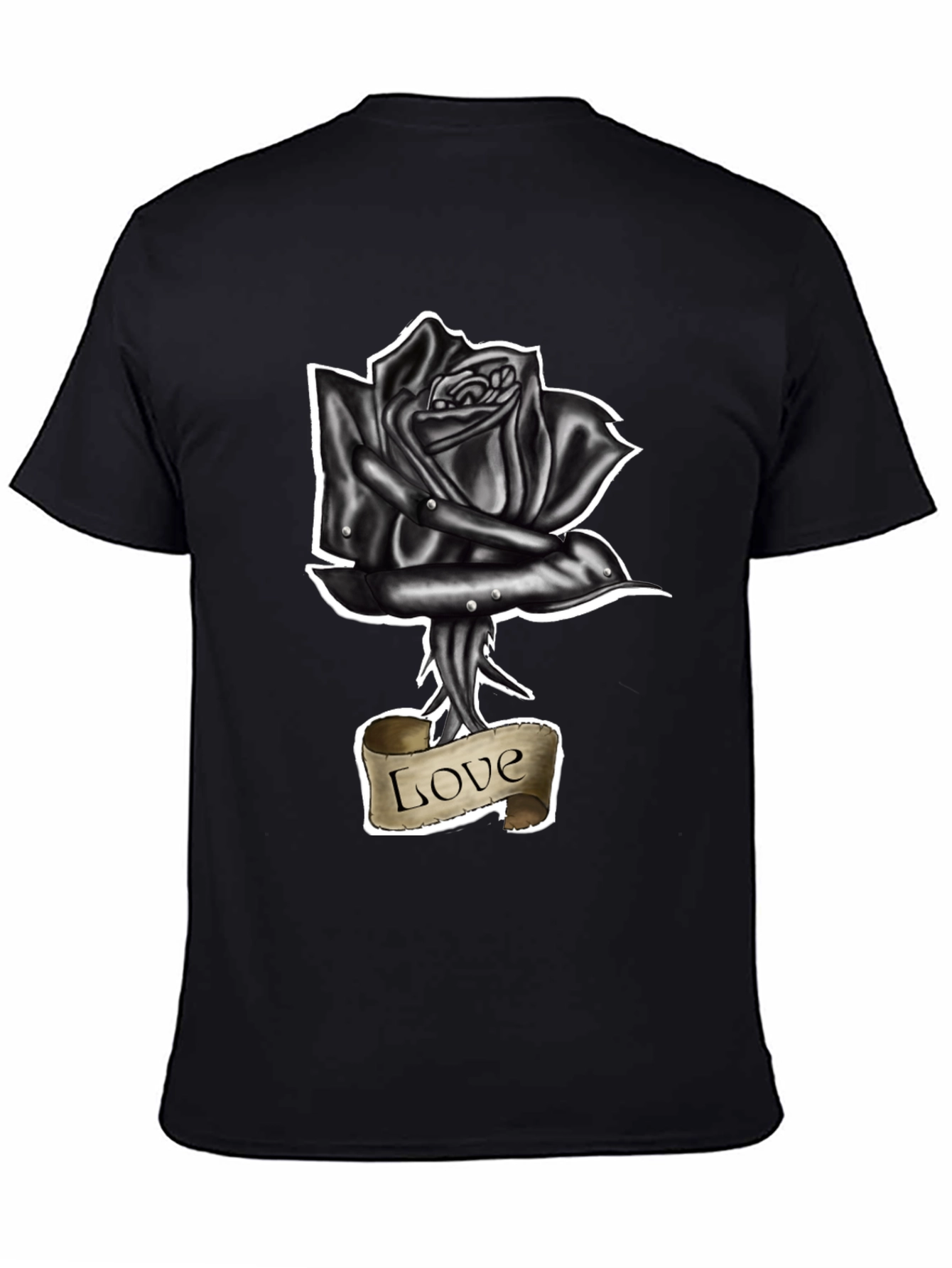 Black Rose Love Tattoo Graphic T-Shirt