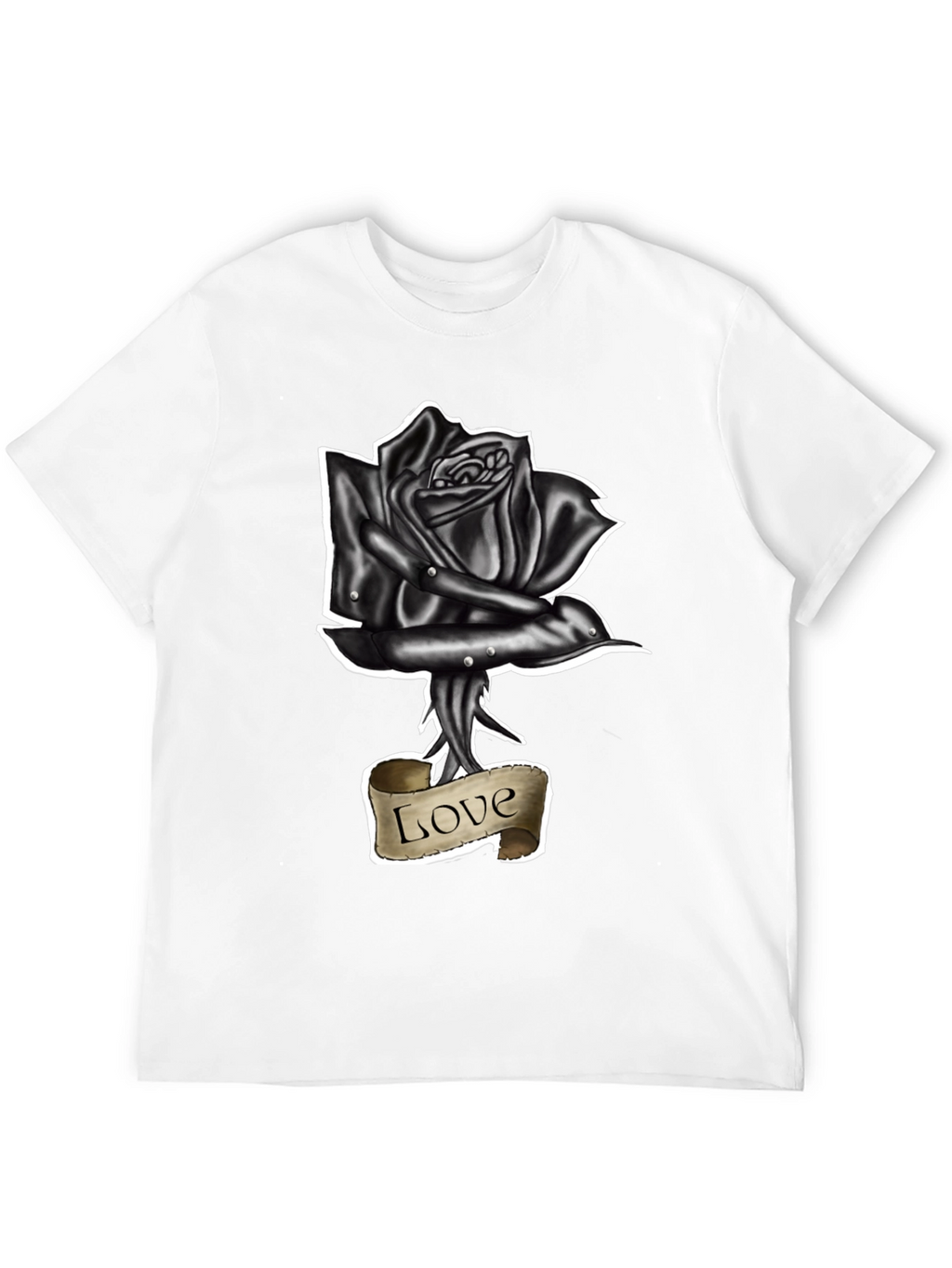 Black Rose Love Tattoo Graphic T-Shirt