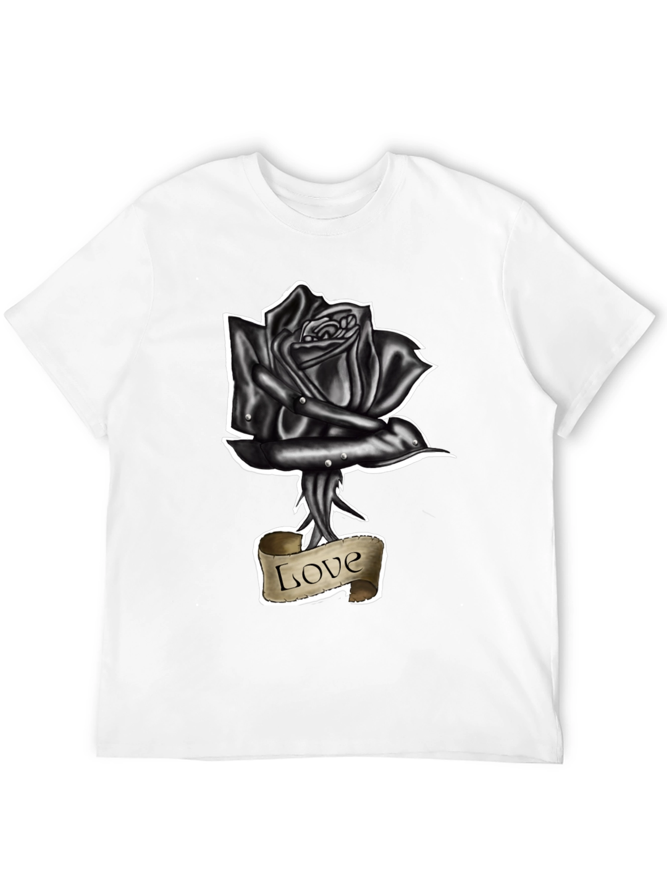 Black Rose Love Tattoo Graphic T-Shirt