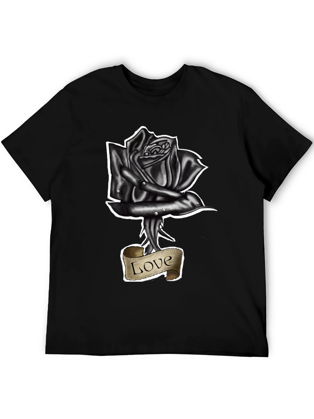 Black Rose Love Tattoo Graphic T-Shirt