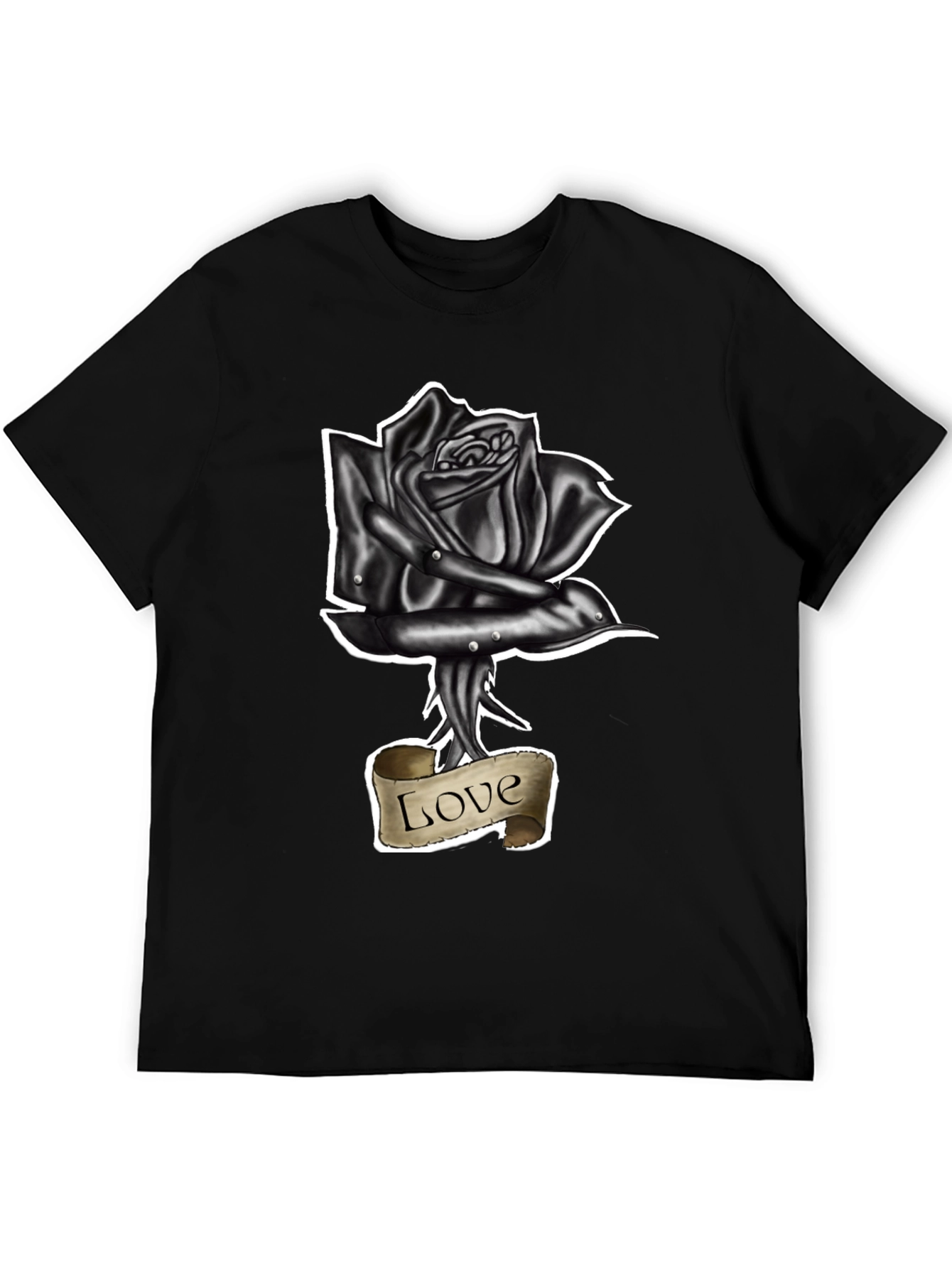 Black Rose Love Tattoo Graphic T-Shirt