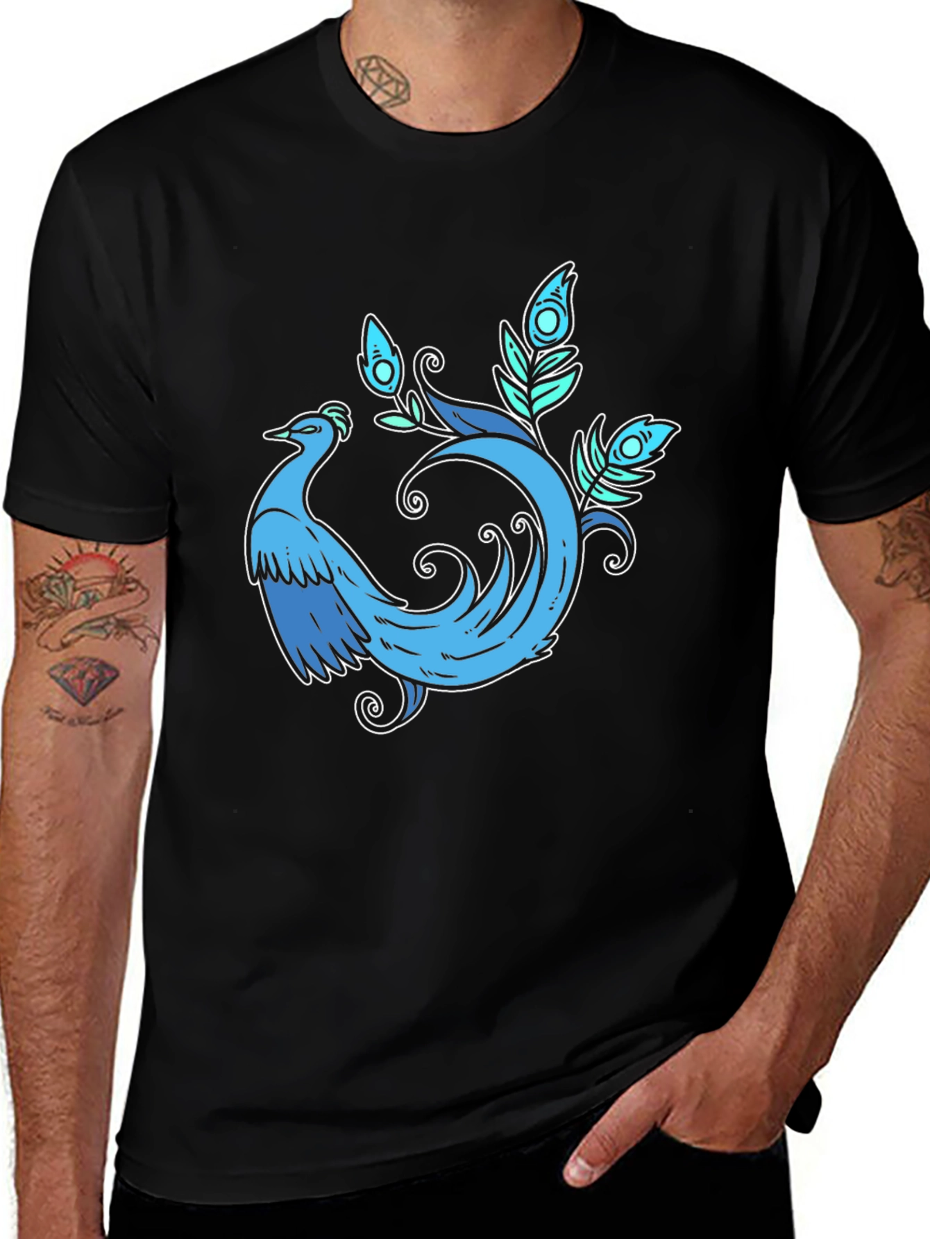Blue Phoenix Graphic Tee - Stylish Bird Design