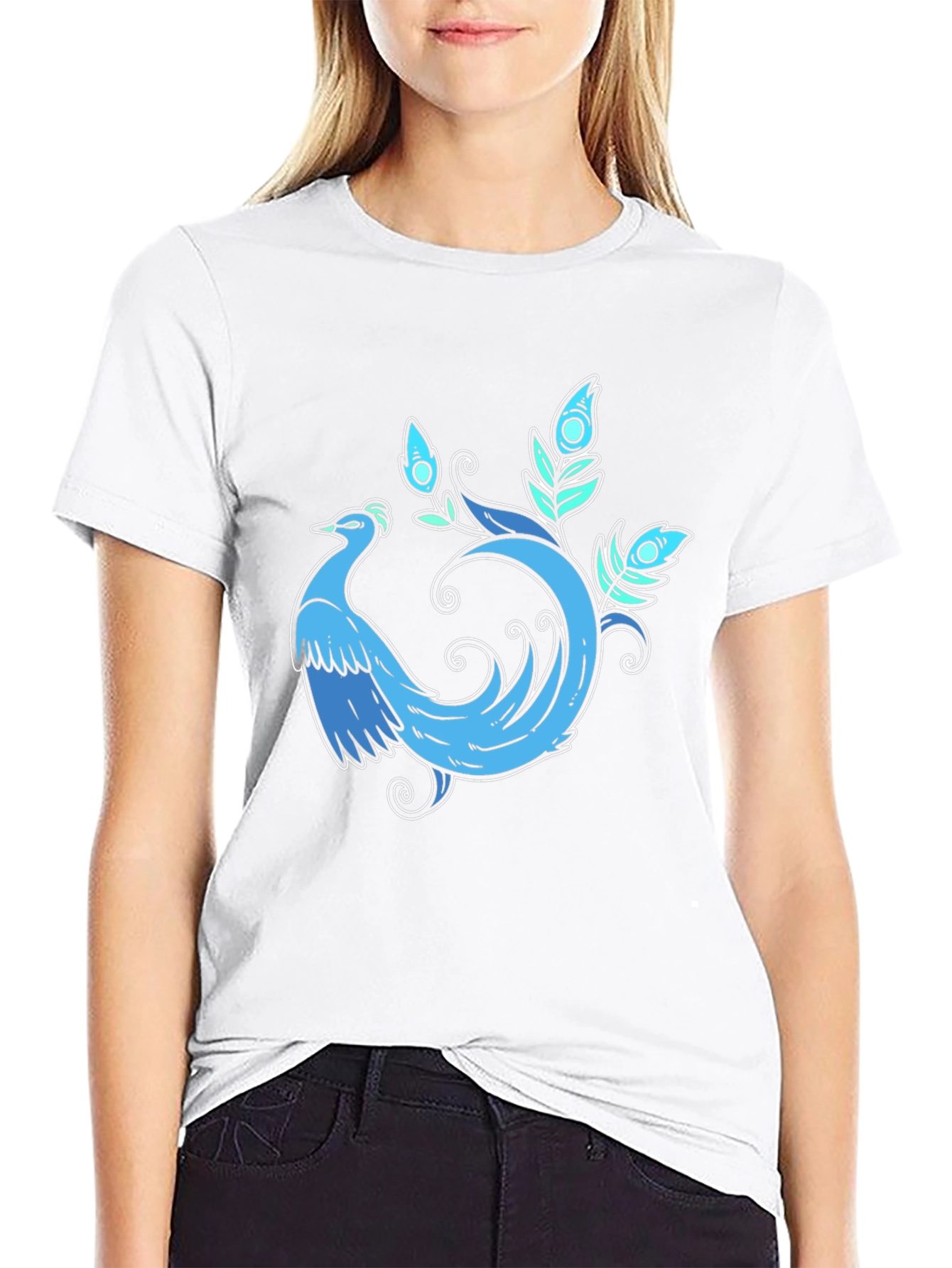 Blue Phoenix Graphic Tee - Stylish Bird Design