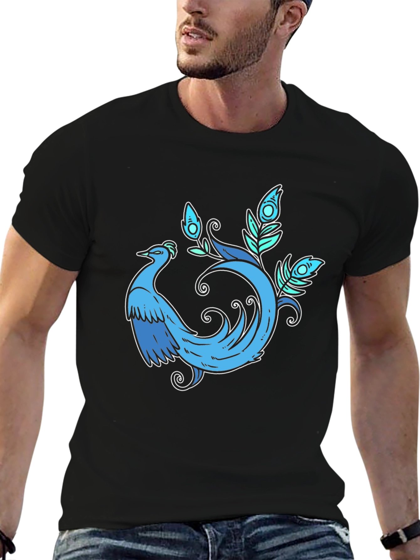 Blue Phoenix Graphic Tee - Stylish Bird Design