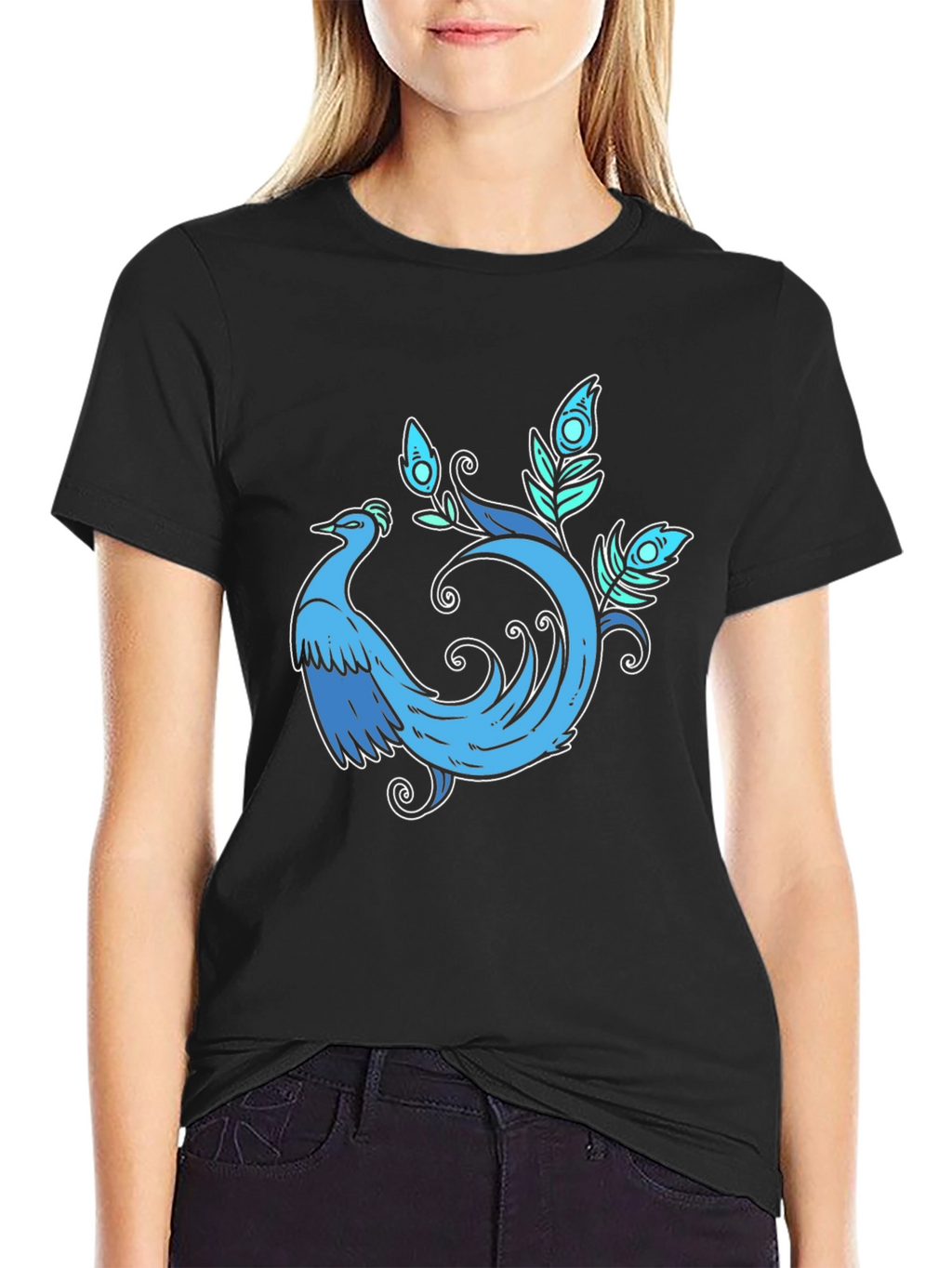 Blue Phoenix Graphic Tee - Stylish Bird Design