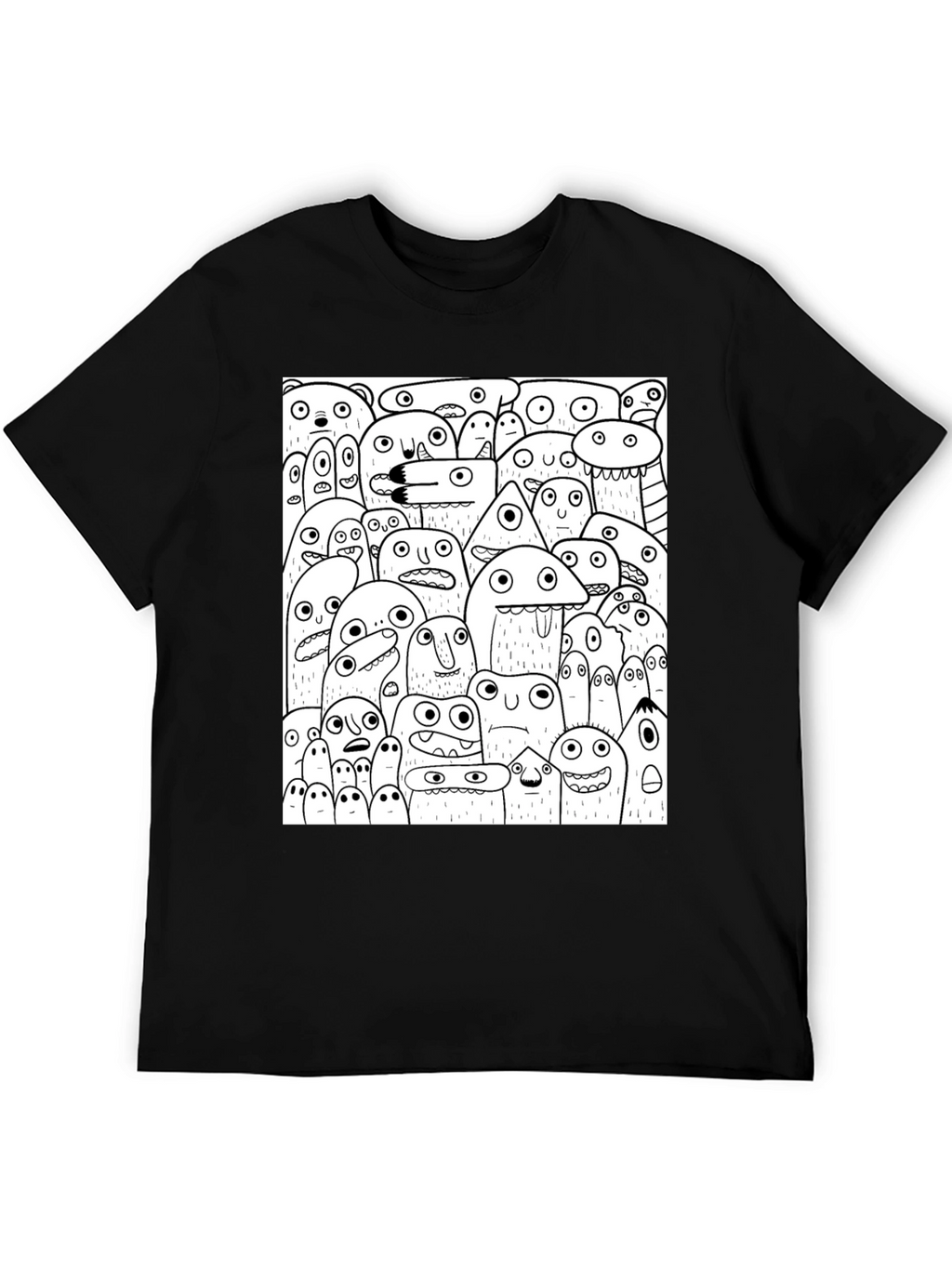 Monster Doodle Graphic Tee - Black Cotton