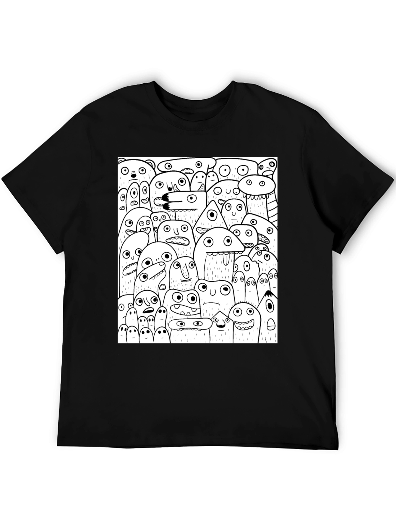 Monster Doodle Graphic Tee - Black Cotton