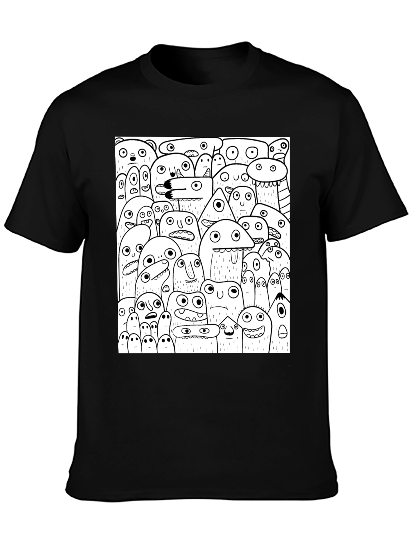 Monster Doodle Graphic Tee - Black Cotton