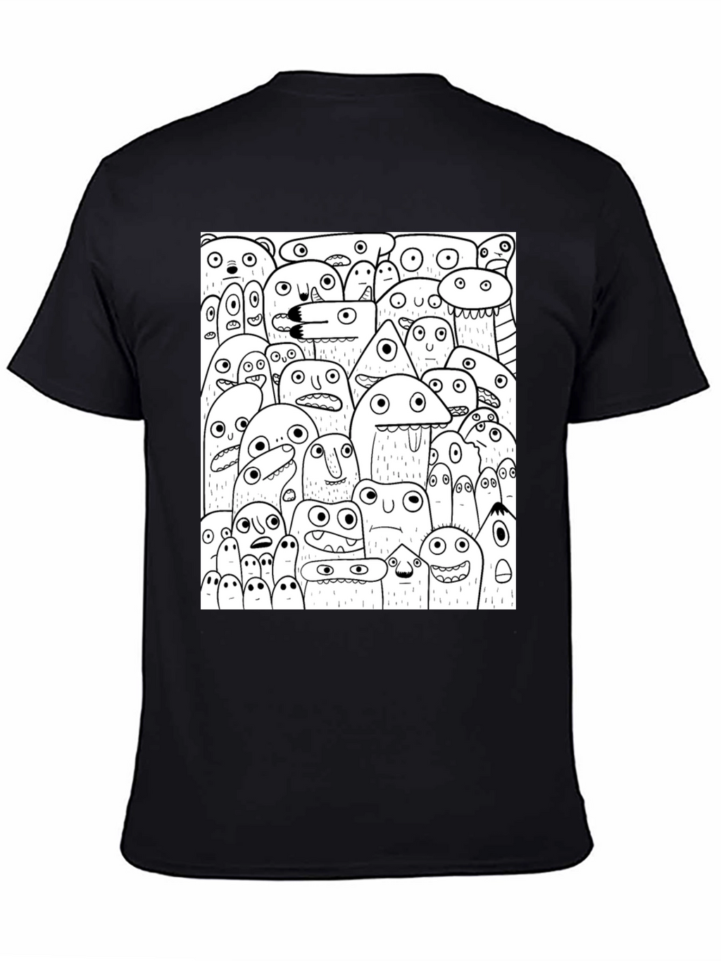 Monster Doodle Graphic Tee - Black Cotton