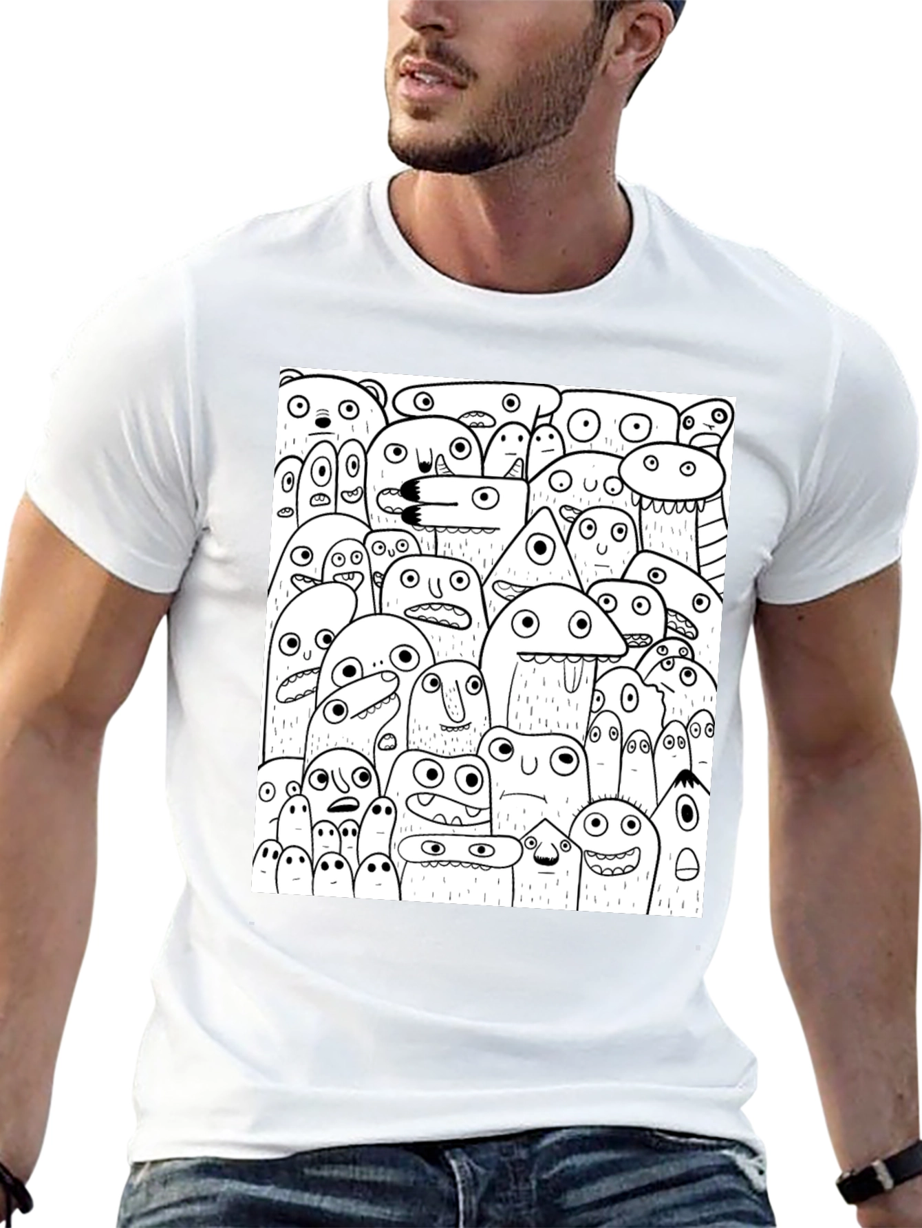 Monster Doodle Graphic Tee - Black Cotton