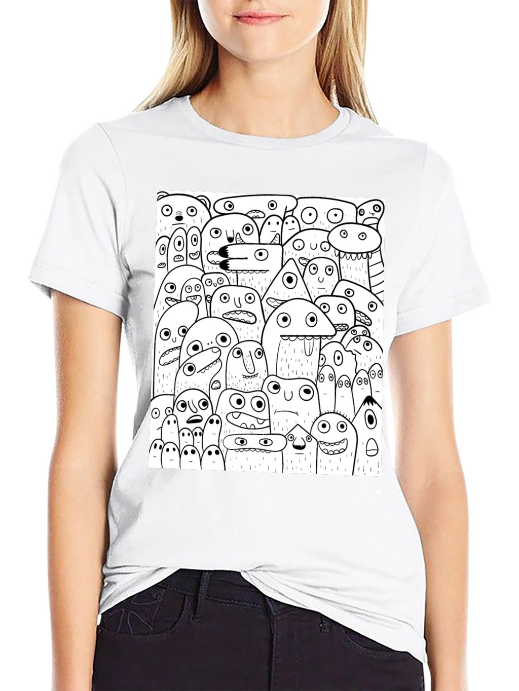 Monster Doodle Graphic Tee - Black Cotton