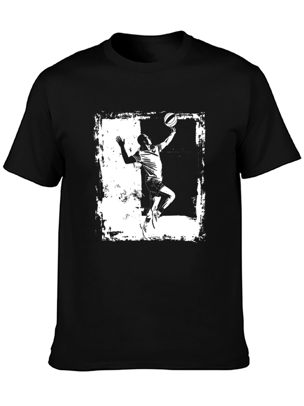 Basketball Player Graphic Tee - Black Cotton T-Shirt