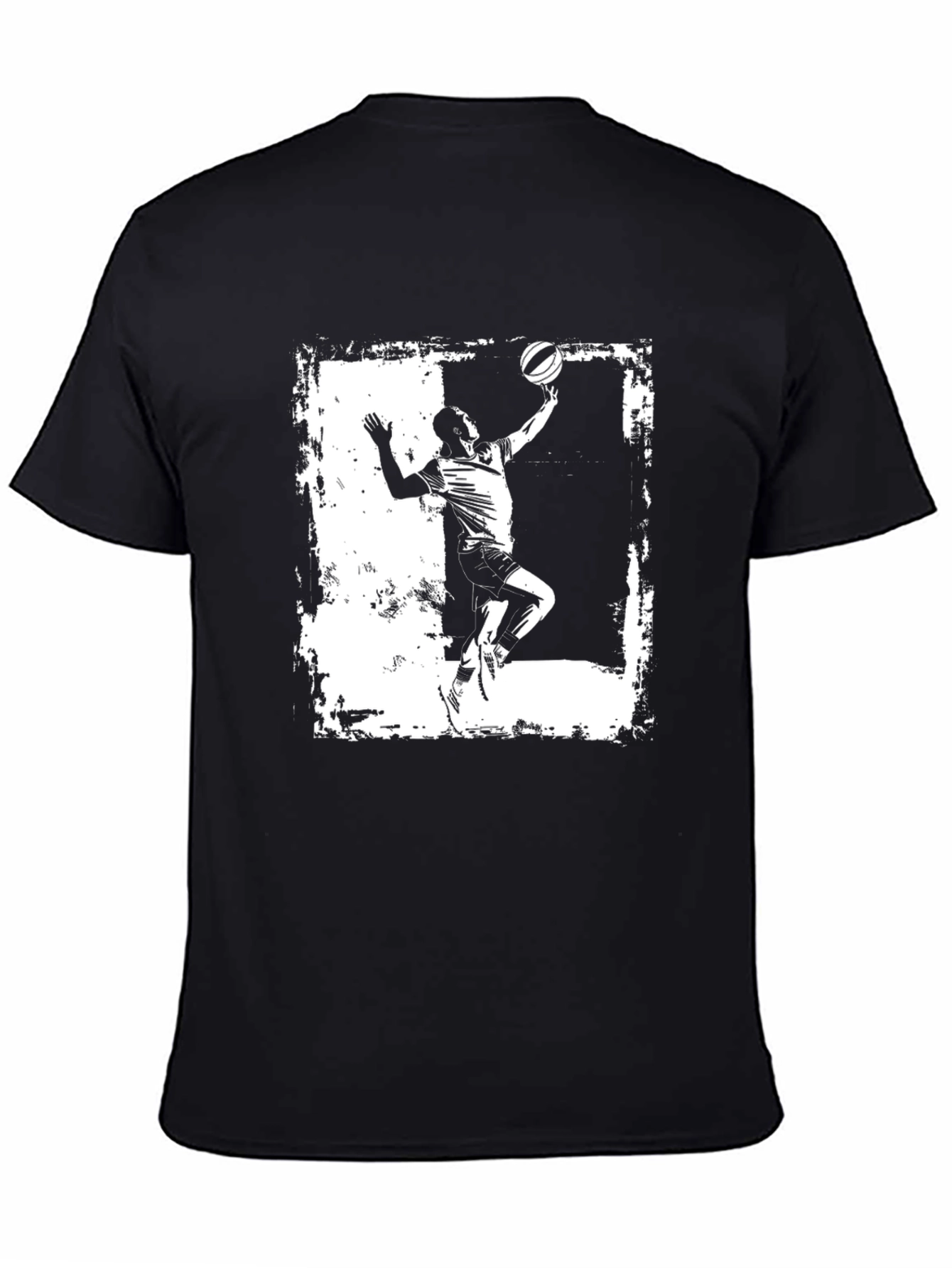 Basketball Player Graphic Tee - Black Cotton T-Shirt
