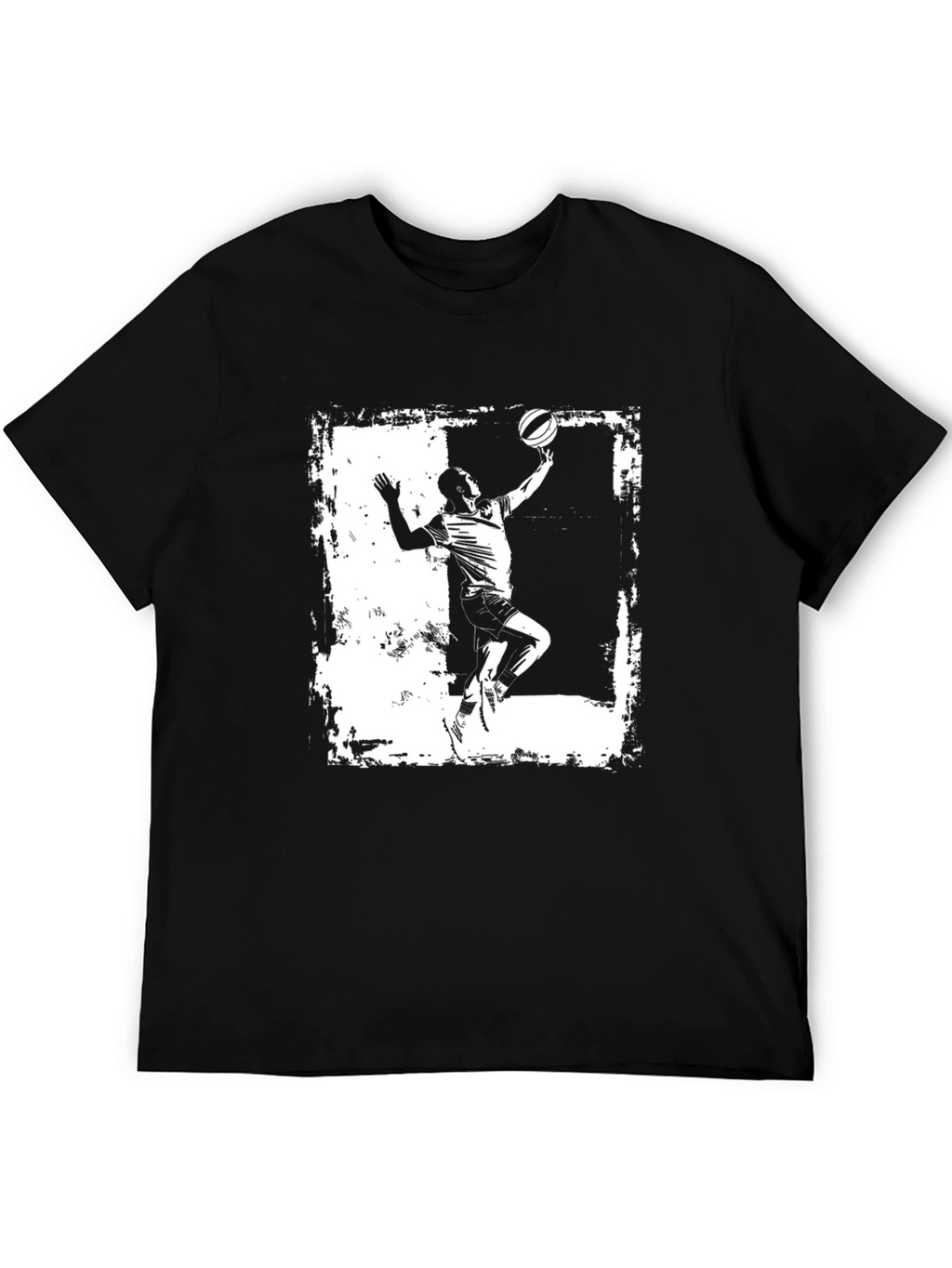 Basketball Player Graphic Tee - Black Cotton T-Shirt