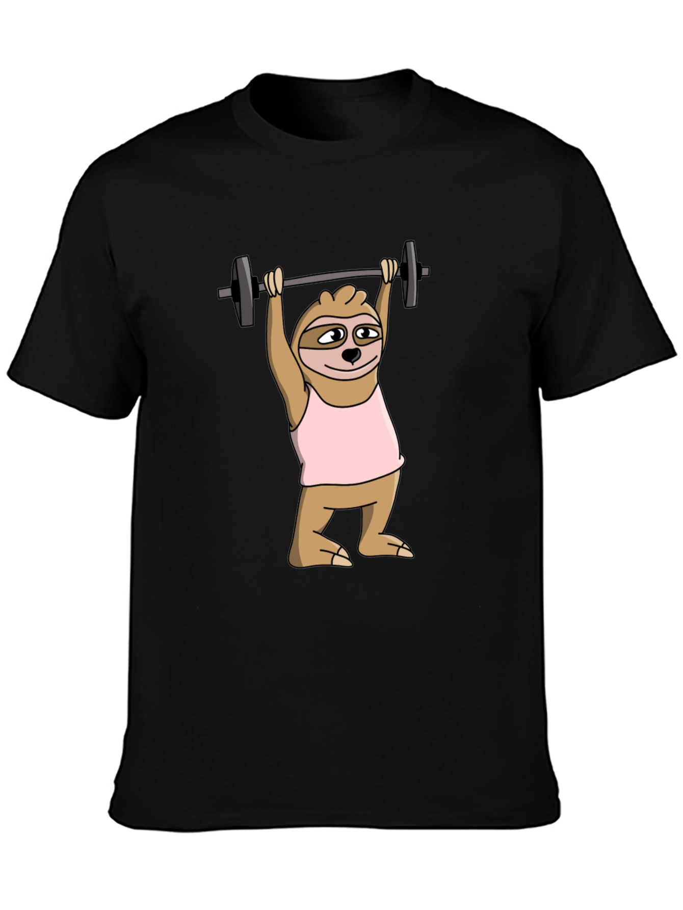 Sloth Lifting Weights Graphic Tee - Funny Workout Shirt
