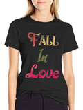 Fall In Love T-Shirt - Black Graphic Tee